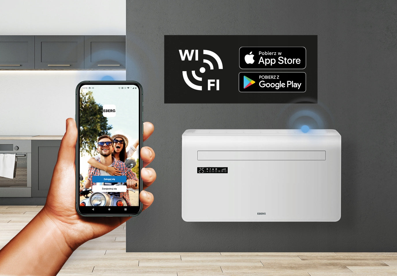 Wall air conditioner MONOBLOK 2,93kW inverter WiFi Heating Dehumidifier 24l/24h Energy class - cooling A