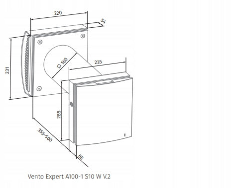 Wall decentral recuperator VENTO Expert A100 108m3/h Energy efficiency class A