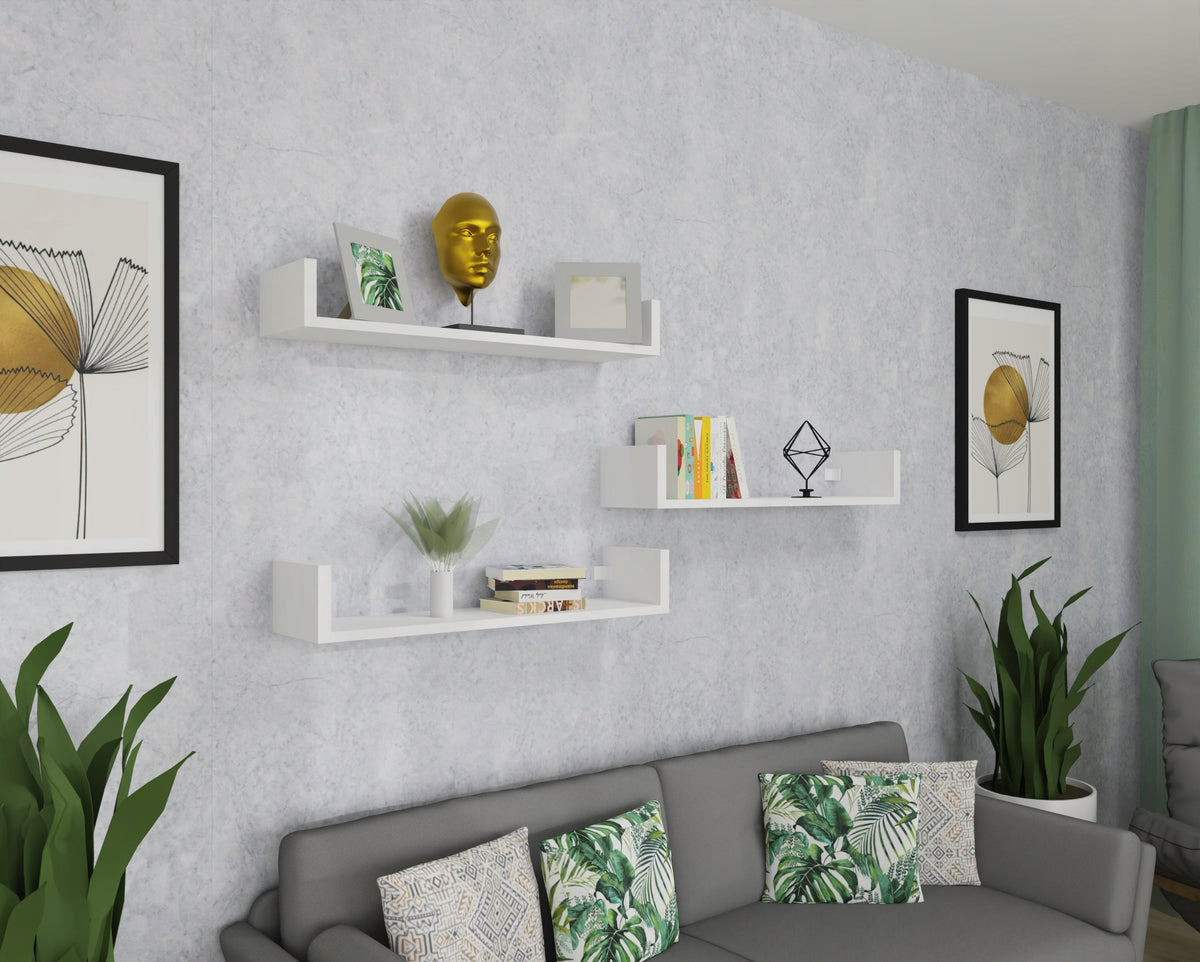 Wall hanging shelf for living room for books toys 1x60 cm white mat Brand Marand
