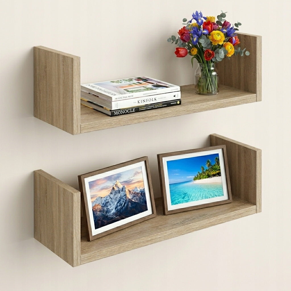 Wall hanging shelf set of 2 bookshelves sonoma oak 2x60 cm Furniture depth 20 cm
