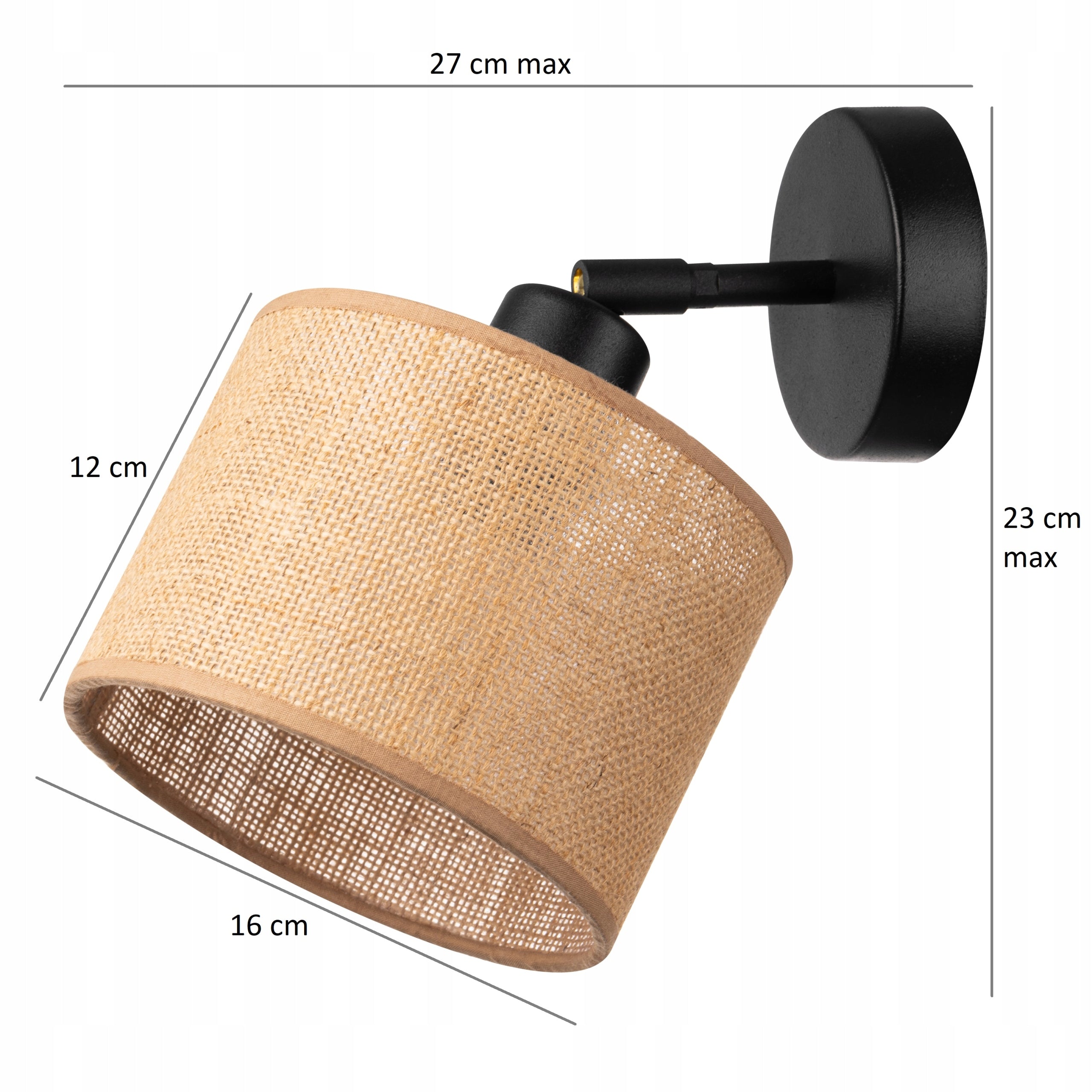 Wall lamp BOHO RUSTIC 16cm lampshade JUTA beige Packaging status original