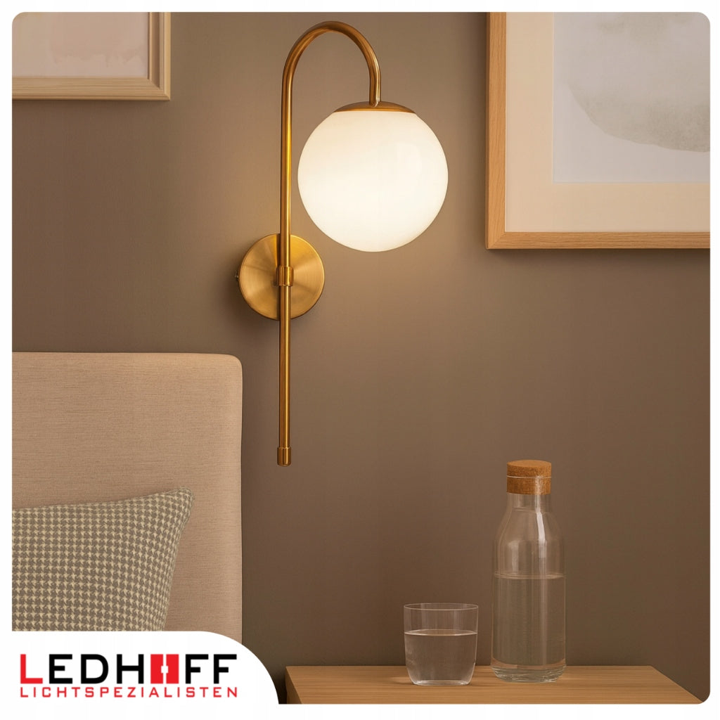 Wall lamp GOLD Wall lamp Milky lampshade for living room GLAMOUR Ball E27 metal EAN (GTIN) 5906667804102
