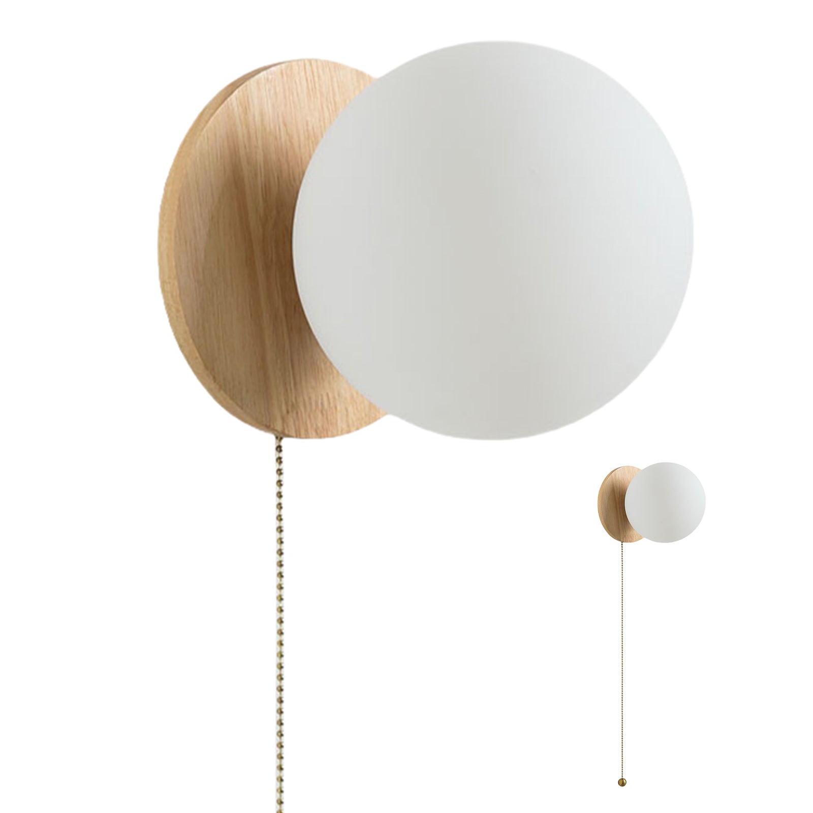 Wall lamp Loft Wood with Switch White Milo Glass Ball E27