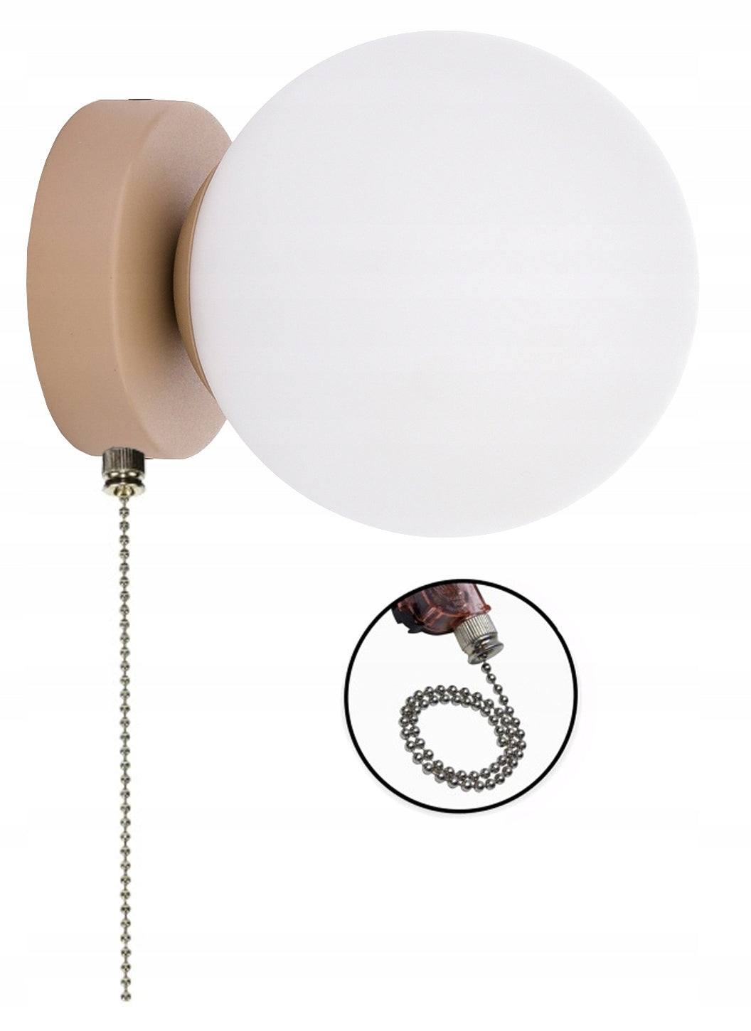 Wall lamp WALL LAMP with on/off switch GLASS LAMPSHADE ball CASHMERE beige
