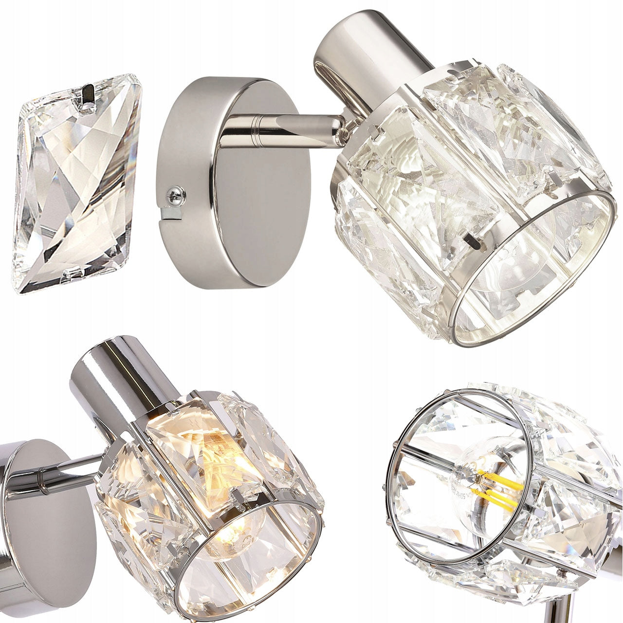 Wall lamp crystal Dubai silver adjustable lampshade Candellux