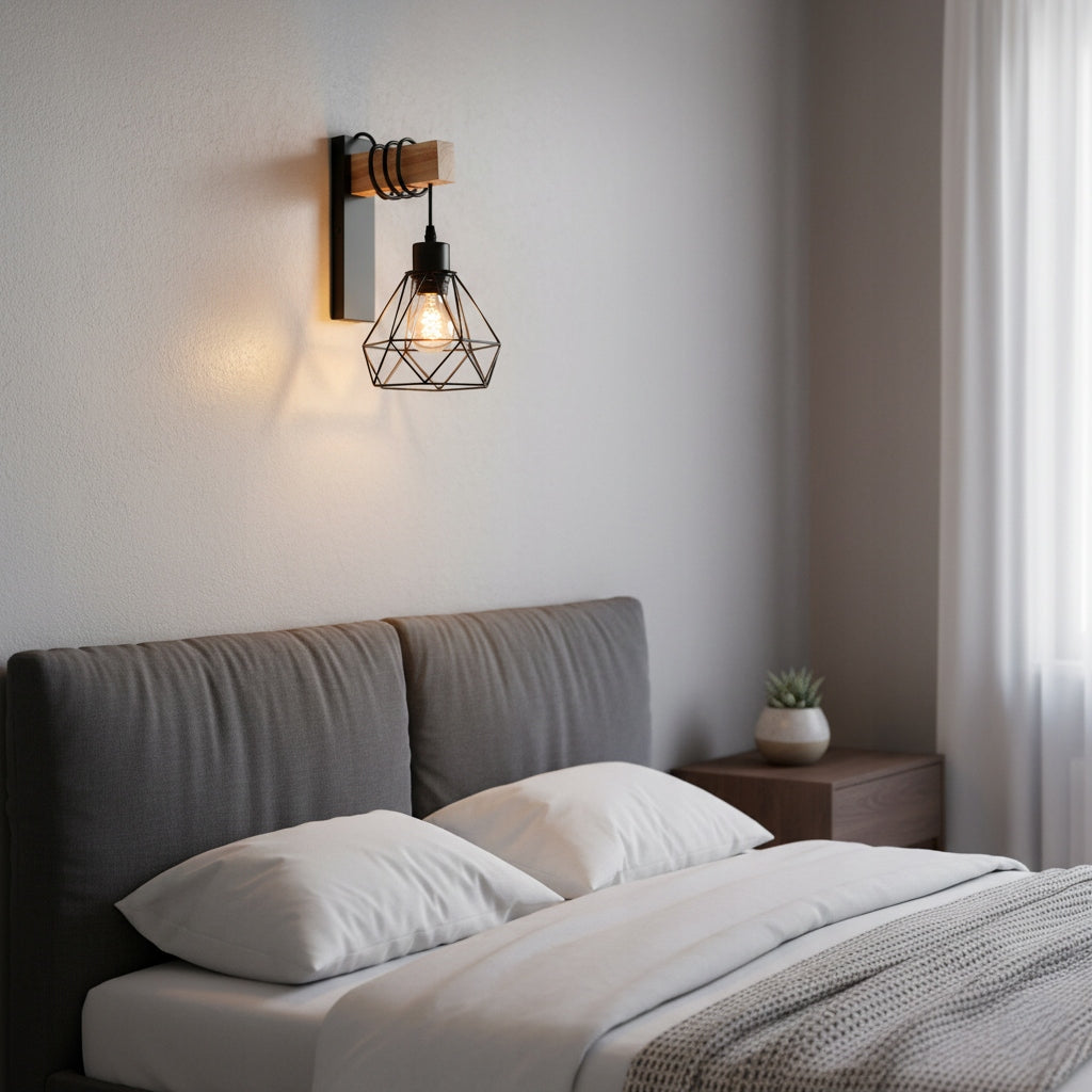 Wall lamp hanging E27 lamp WOOD indoor wall LED black Brand Masterled