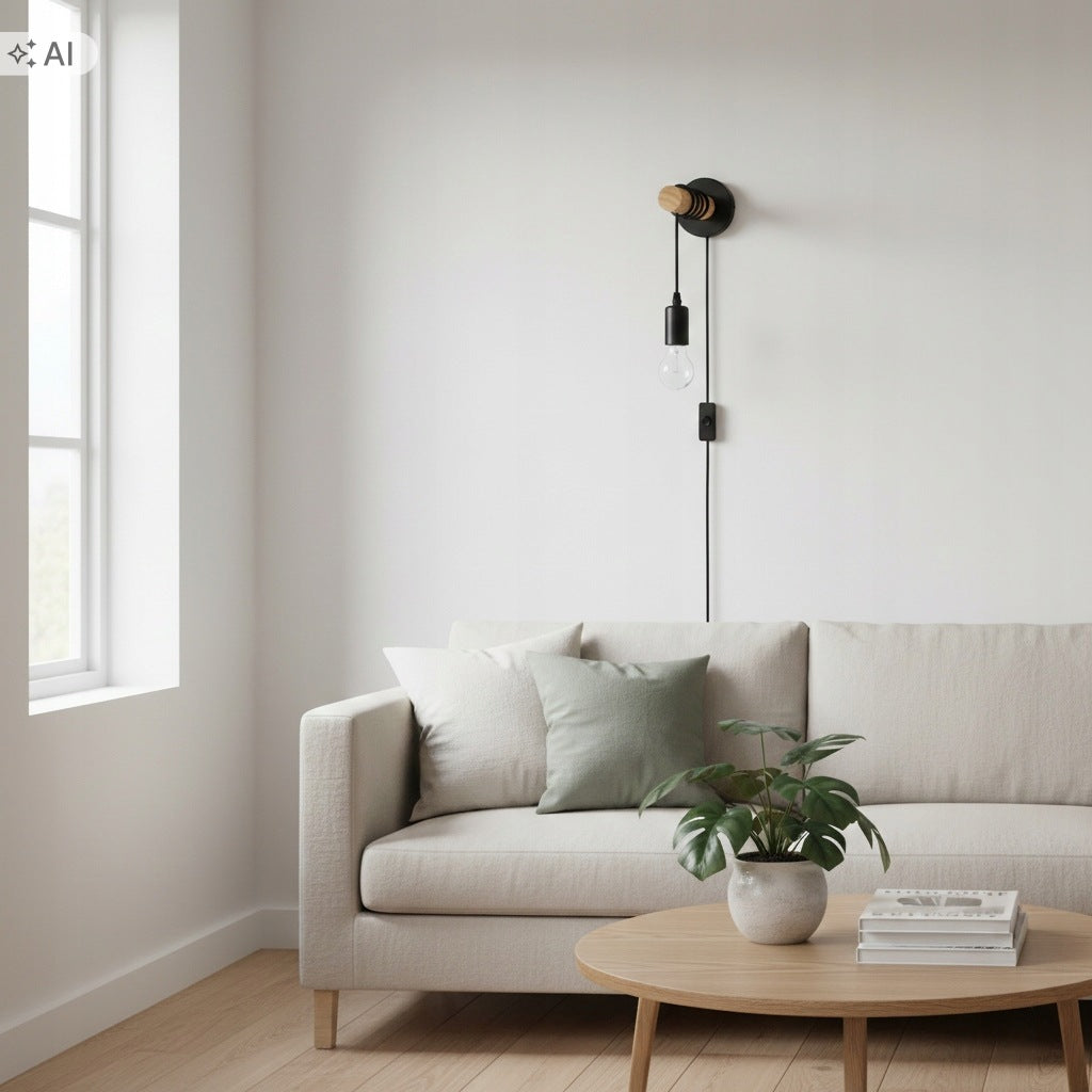 Wall lamp hanging E27 lamp WOOD indoor wall LED black Manufacturer code Kinkiet ścienny wiszący E27 lampa DREWNO