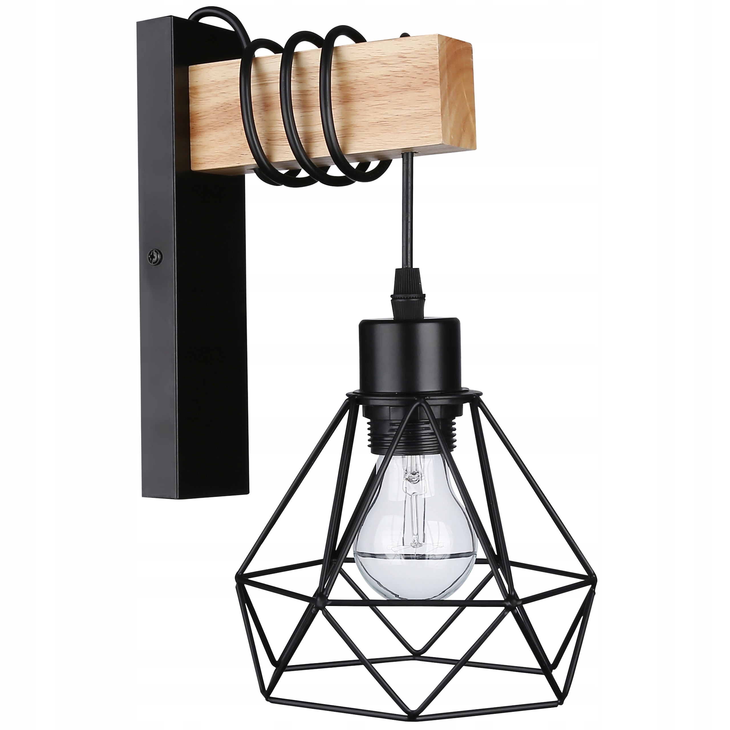 Wall lamp hanging E27 lamp WOOD indoor wall LED black