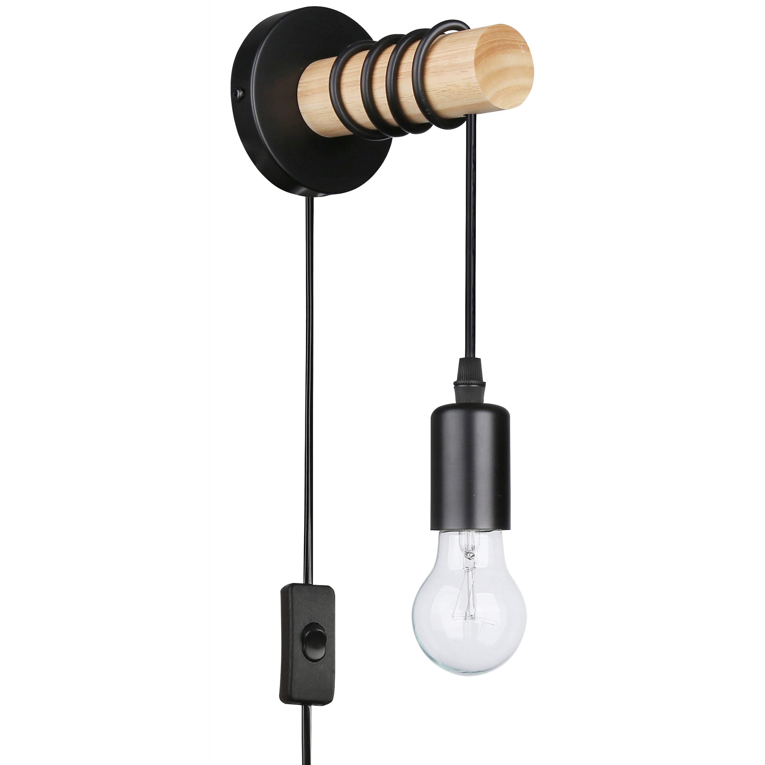 Wall lamp hanging E27 lamp WOOD indoor wall LED black