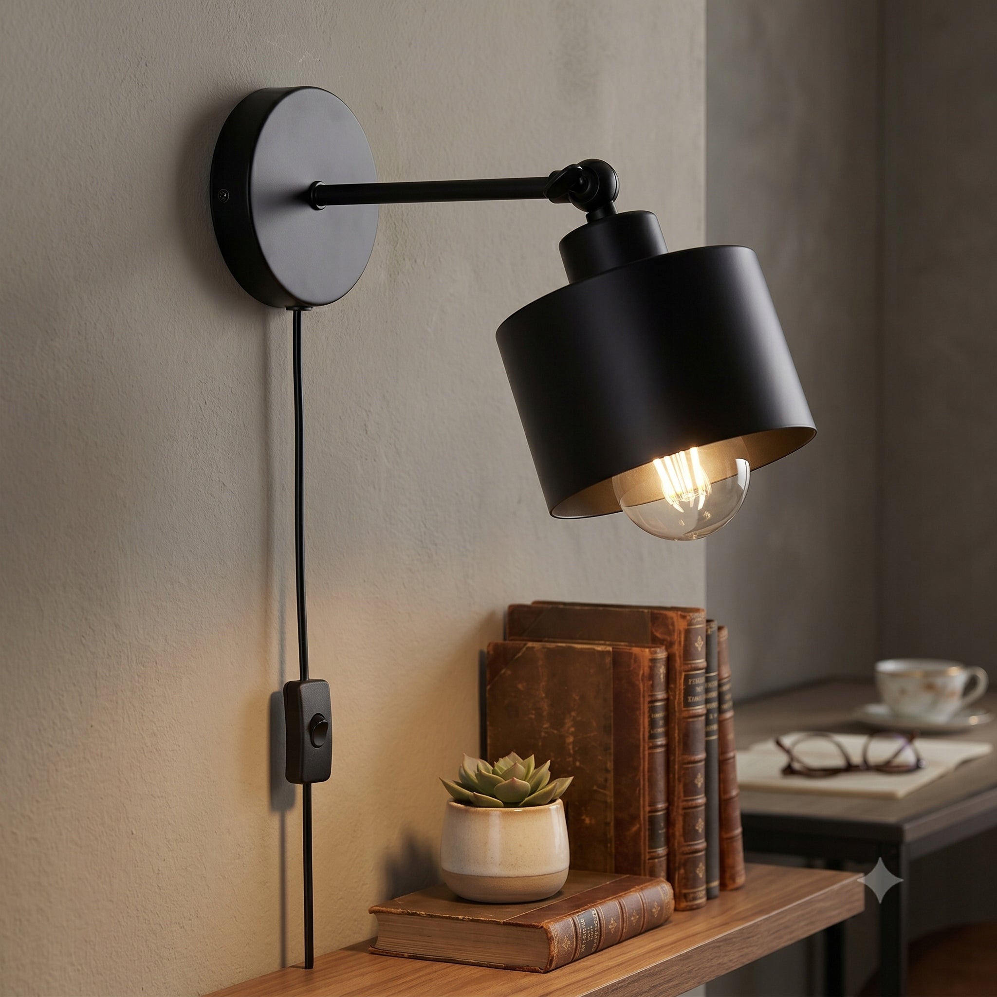 Wall lamp indoor lamp LED switch black movable E27 Manufacturer code Kinkiet ścienny lampa wewnętrzna LED włącznik