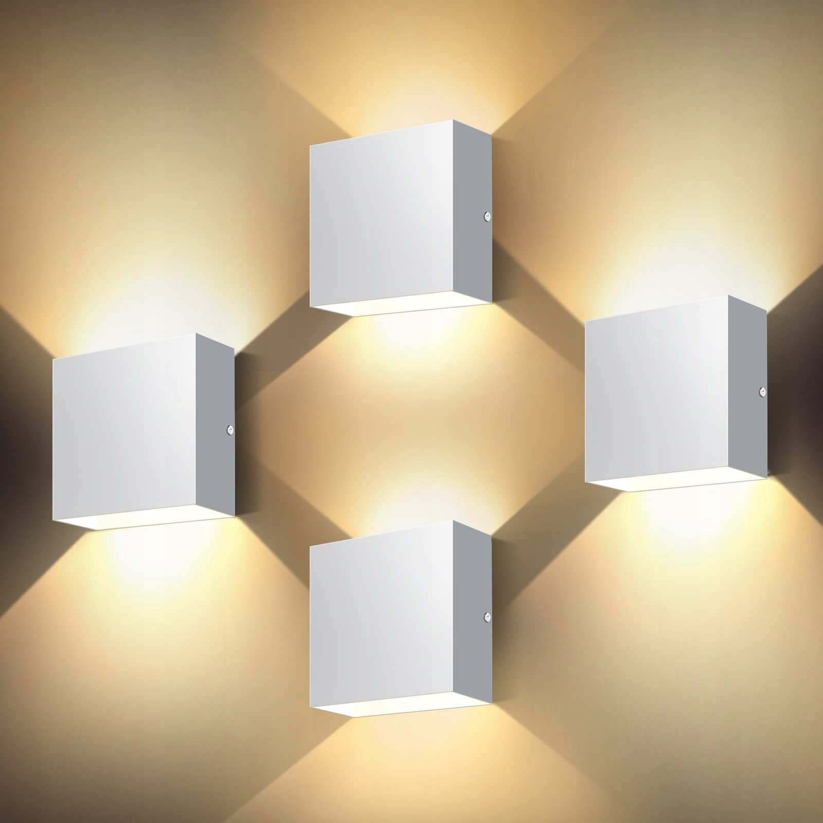 Wall lamp living room hallway wall lamp UP-DOWN 6W, 2Pcs White warm Batteries included no
