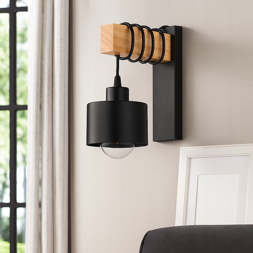 Wall lamp movable E27 indoor wall lamp WOOD LED black Manufacturer code 0109
