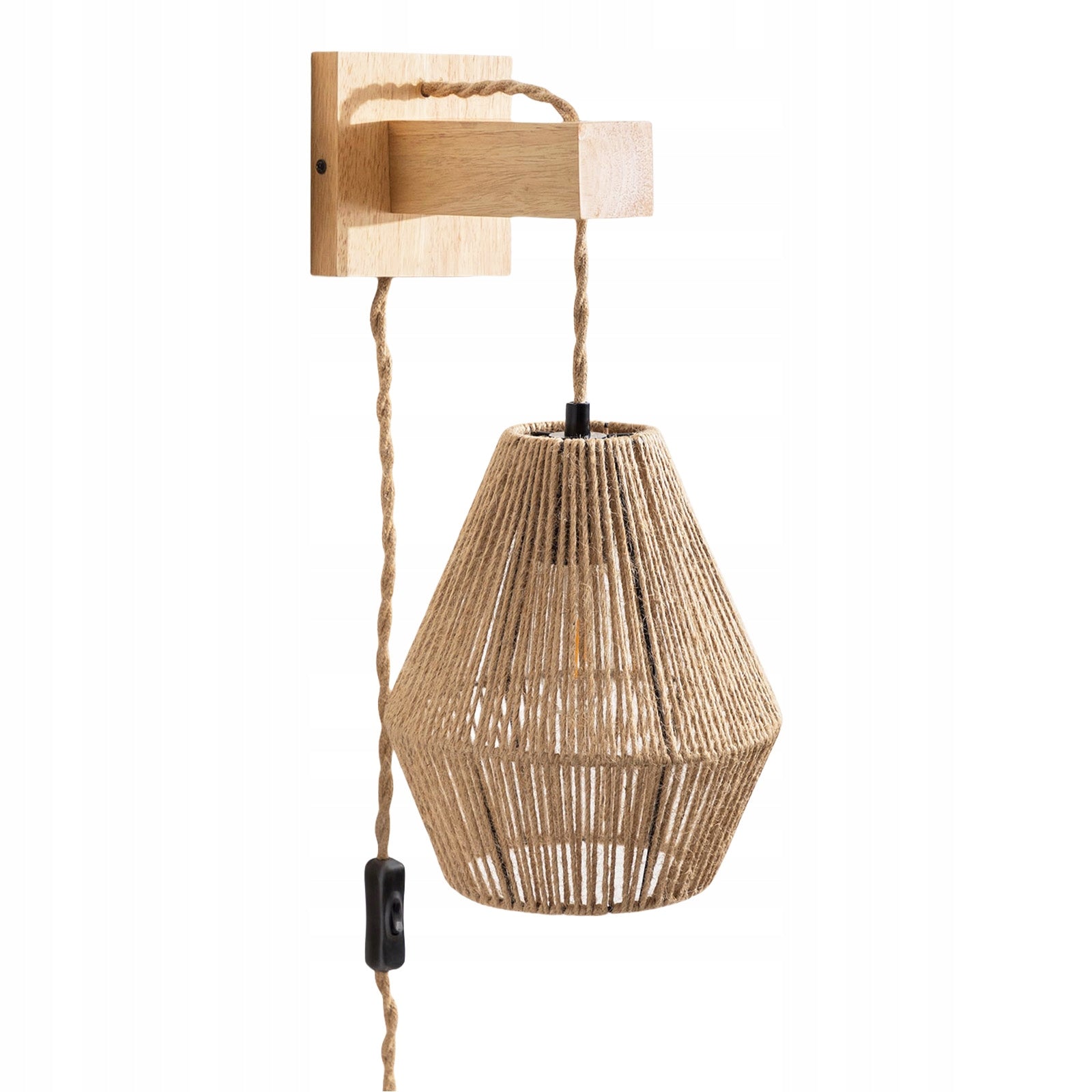 Wall lamp with Switch Loft Wood String Boho E27