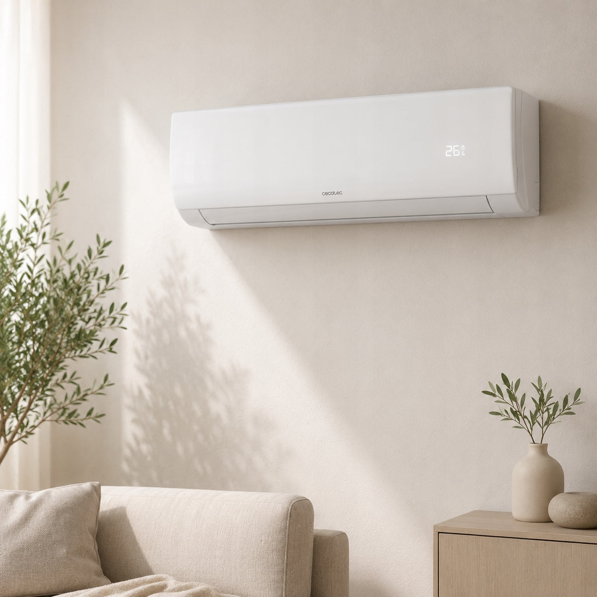 Wall-mounted air conditioner Cecotec AirClima 12000 5 Operating Modes 8 Speeds 25m² Dominant color white