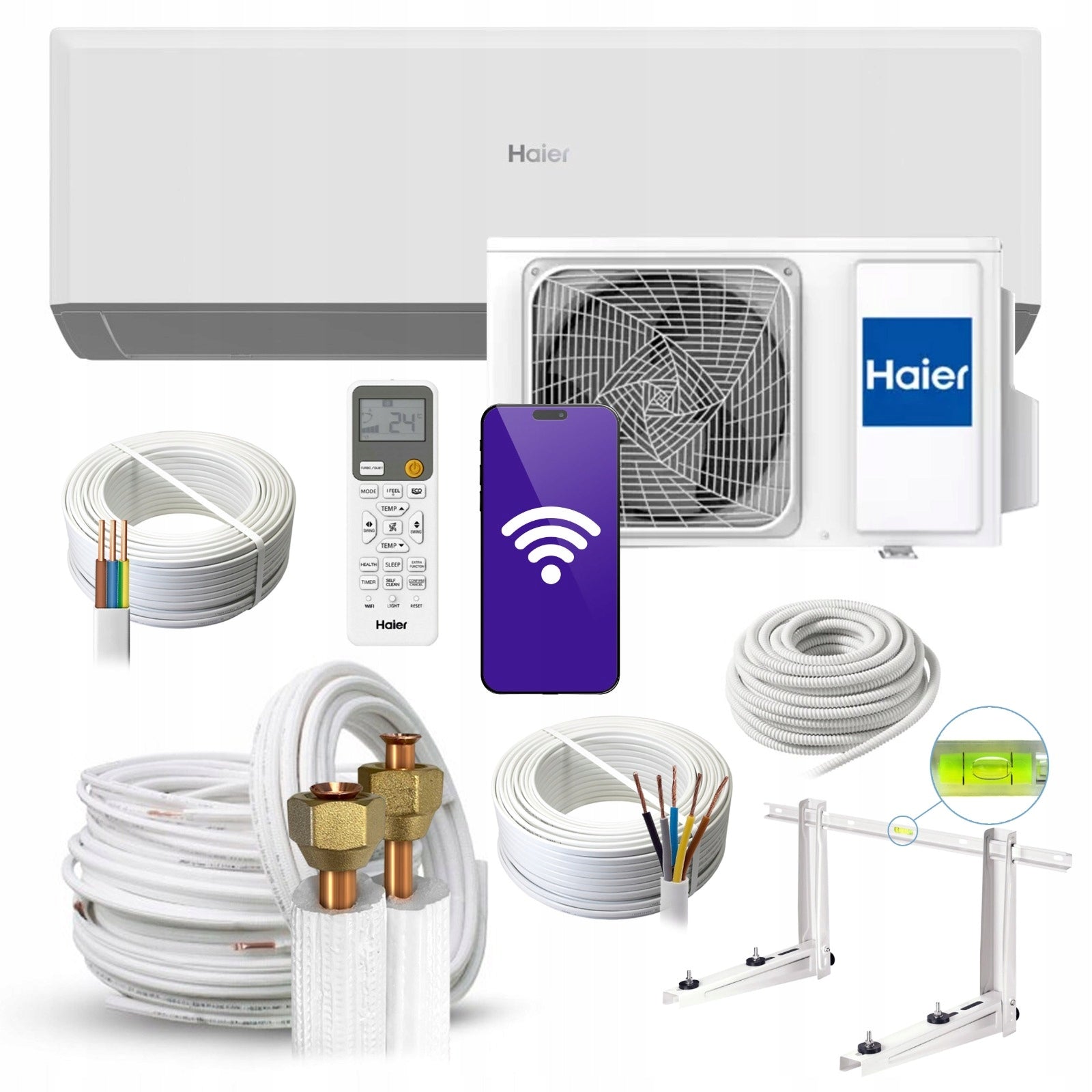 Wall-mounted air conditioner HAIER Revive Plus 3,5kW, White Shine with mounting