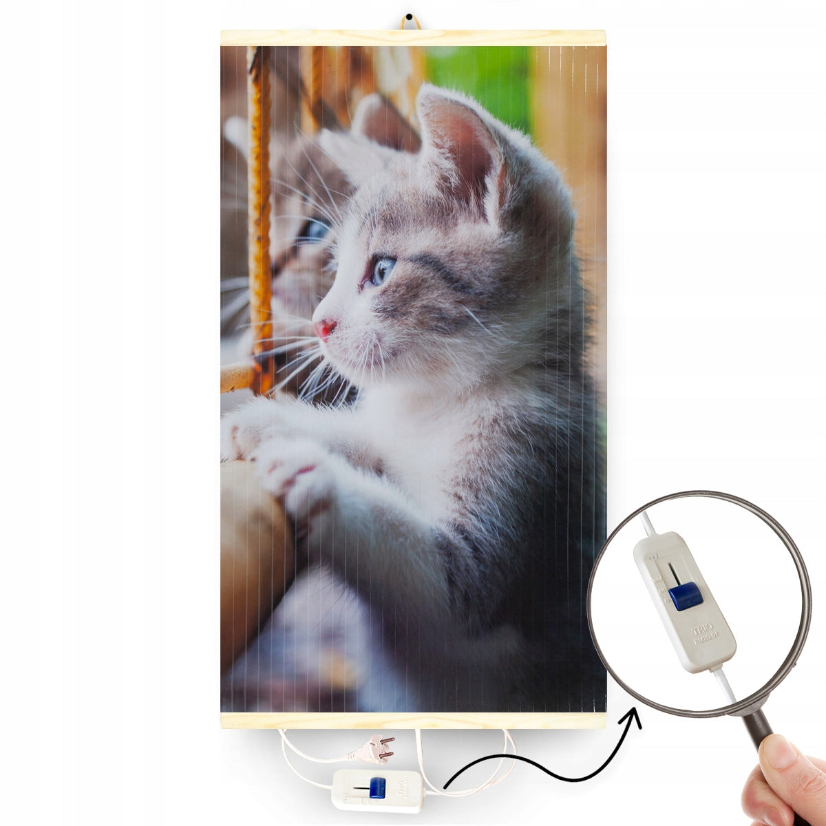 Wall-mounted infrared heater TRIO pattern: KITTENS with POWER REGULATOR