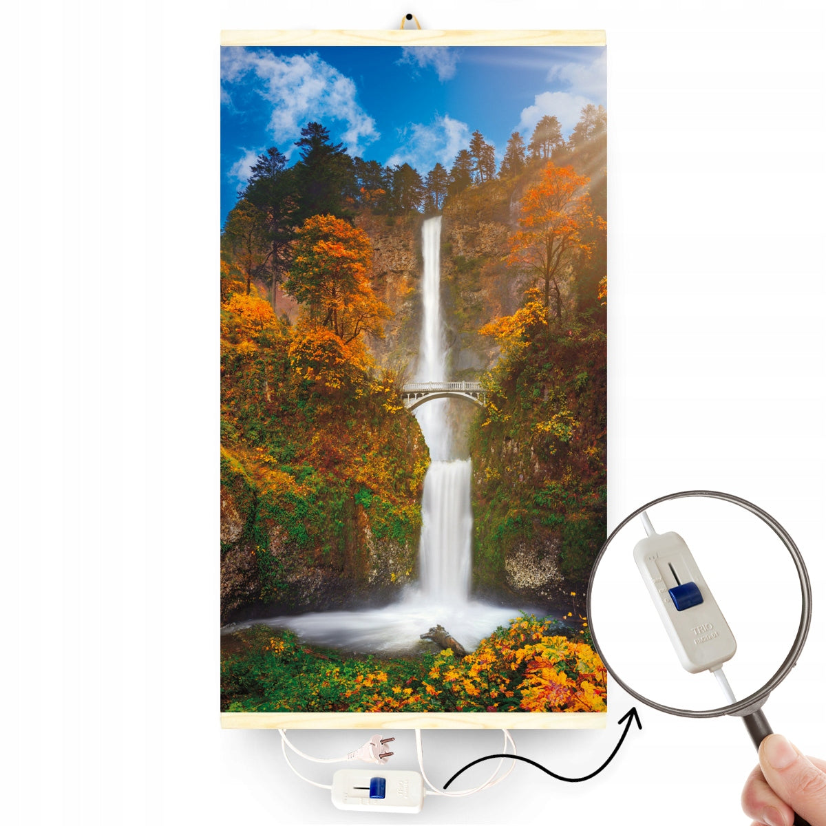 Wall-mounted infrared heater TRIO pattern: WATERFALL with POWER REGULATOR