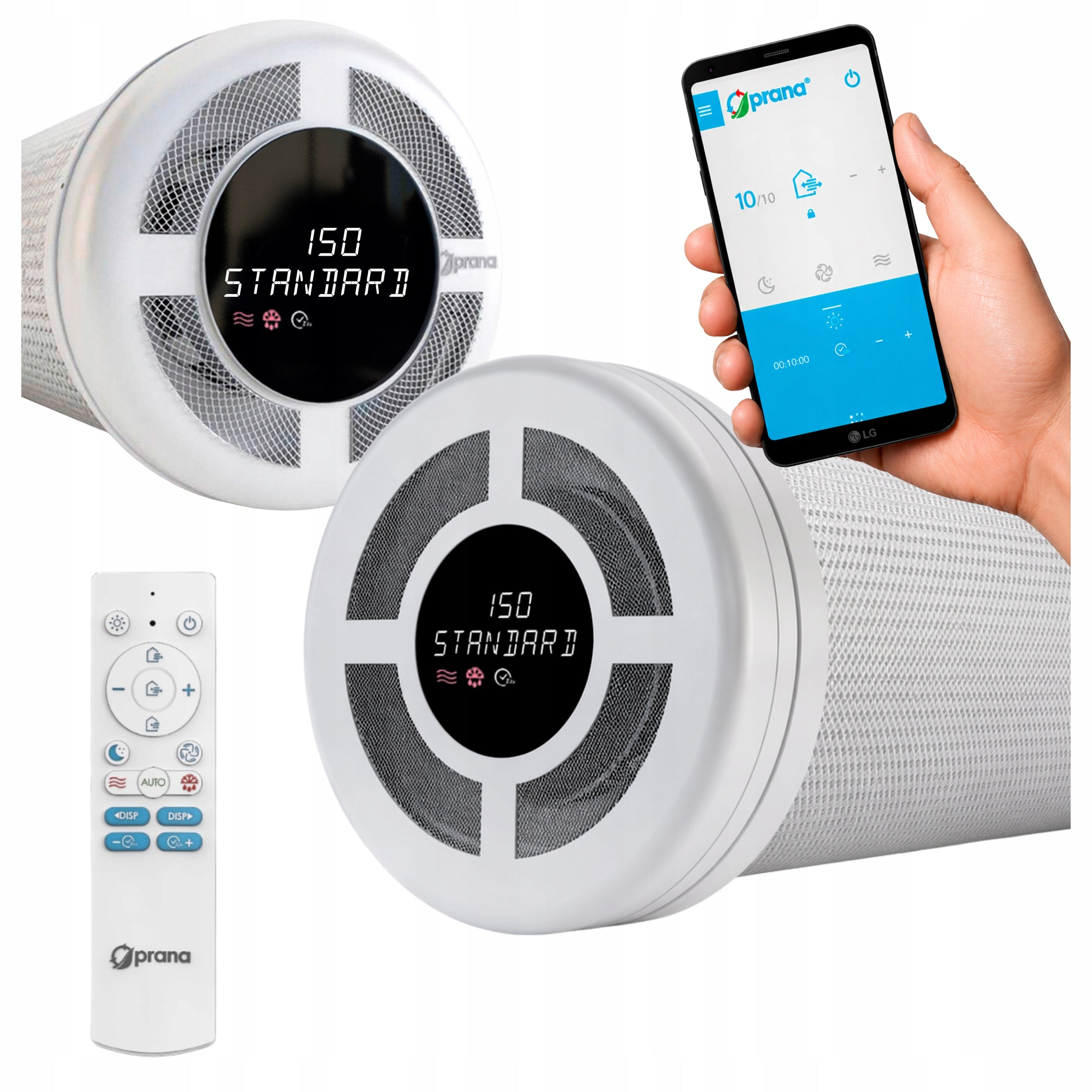 Wall-mounted recuperator Filter PRANA ORIGAMI 150 STANDARD 455mm REMOTE CONTROL WIFI