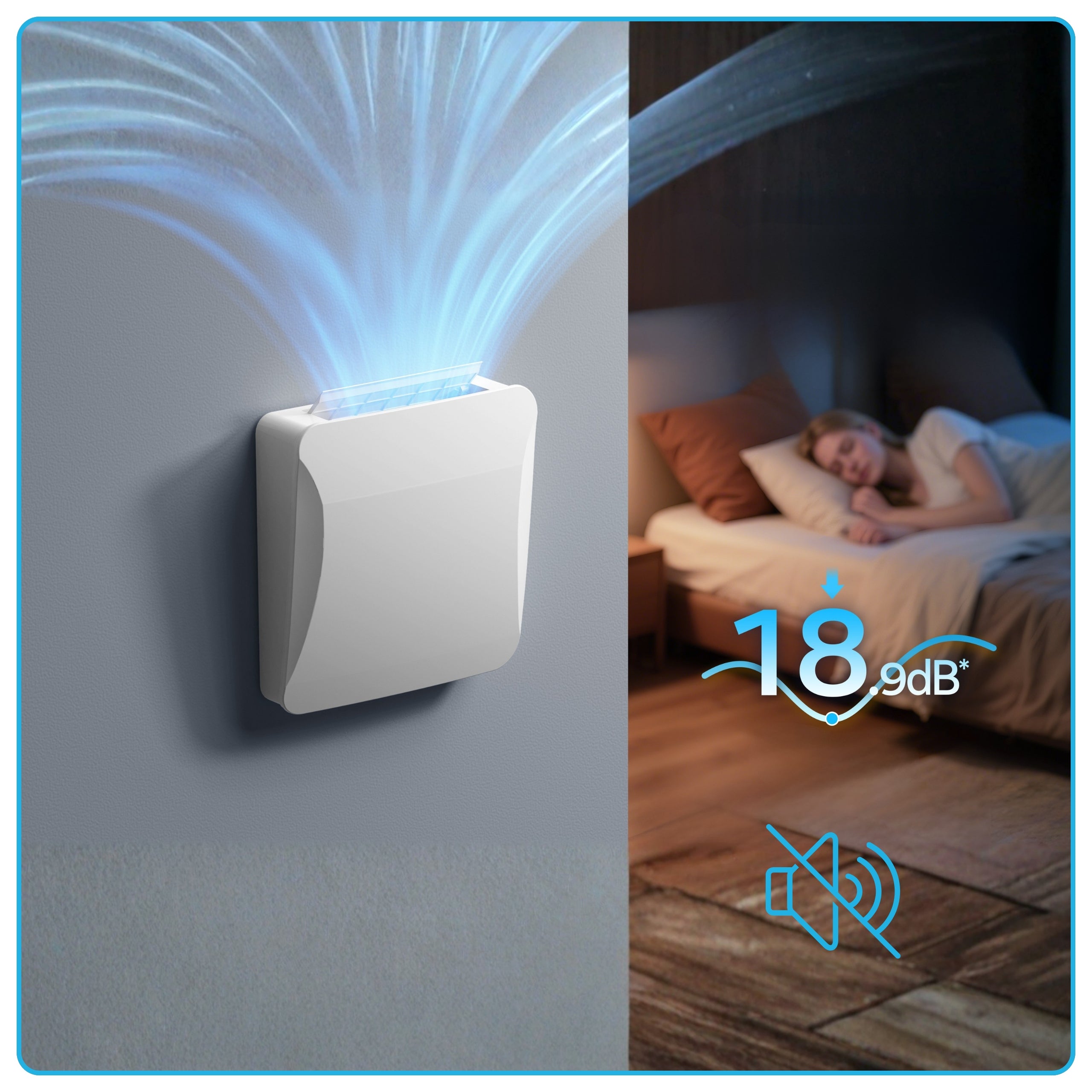Wall recuperator AIR VENT FLOW 60m3/h WIFI Thermeco humidity sensor Energy efficiency class A