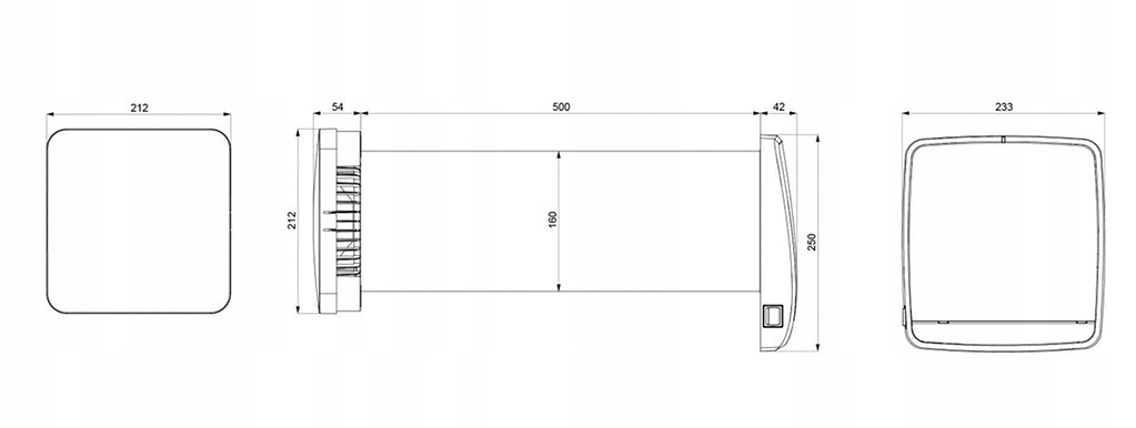 Wall recuperator AIRDOT EASY 60m3/h 160mm Harmann + remote control Product weight with unit packaging 4.9 kg