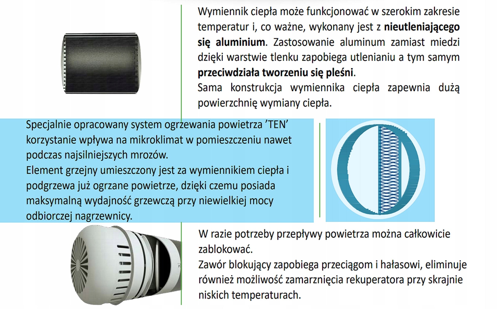 Wall recuperator CLIMTEC RD-100 STANDARD 600 mm Range of energy efficiency classes A+ - G
