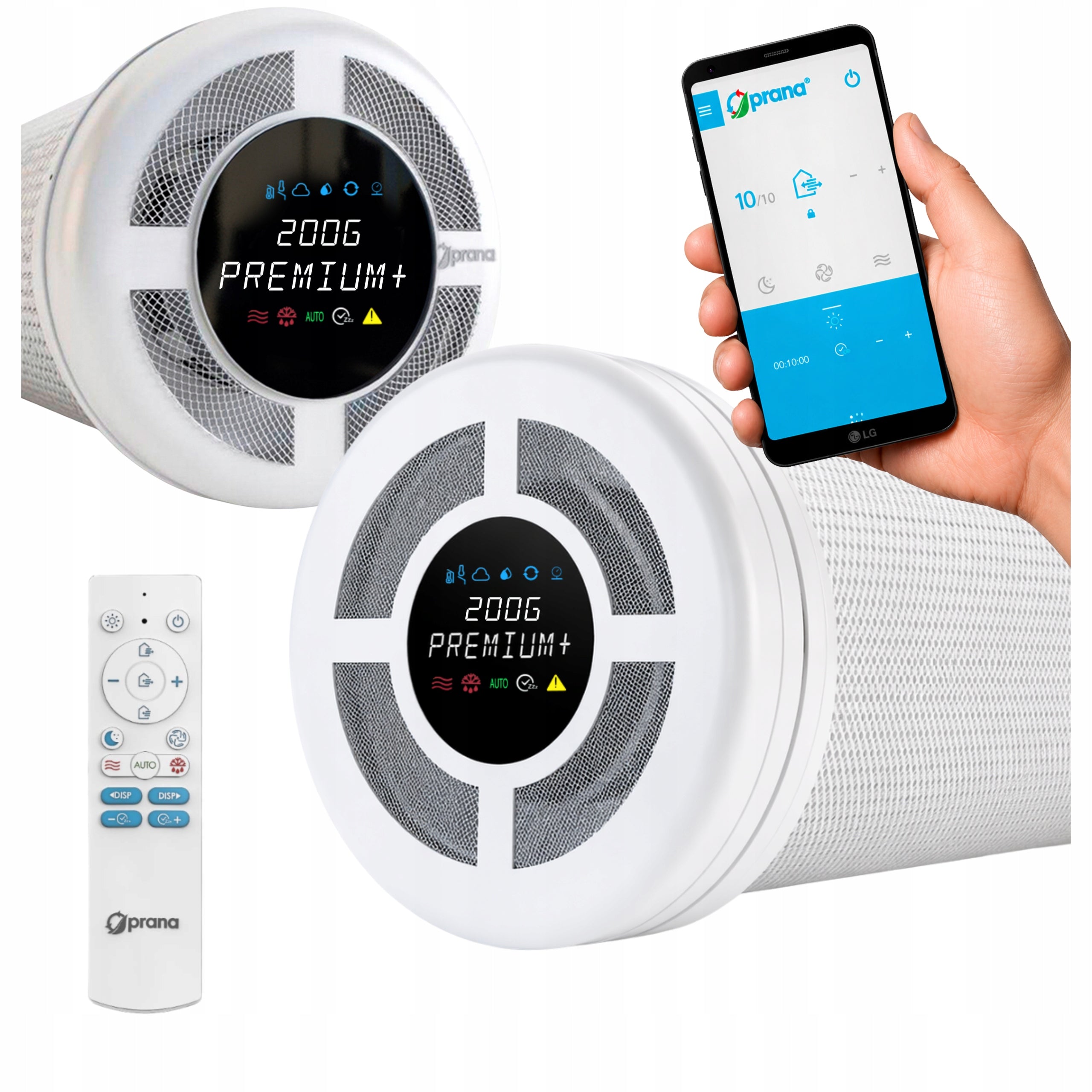 Wall recuperator PRANA ORIGAMI 200G PREMIUM+ FILTER HUMIDITY SENSOR