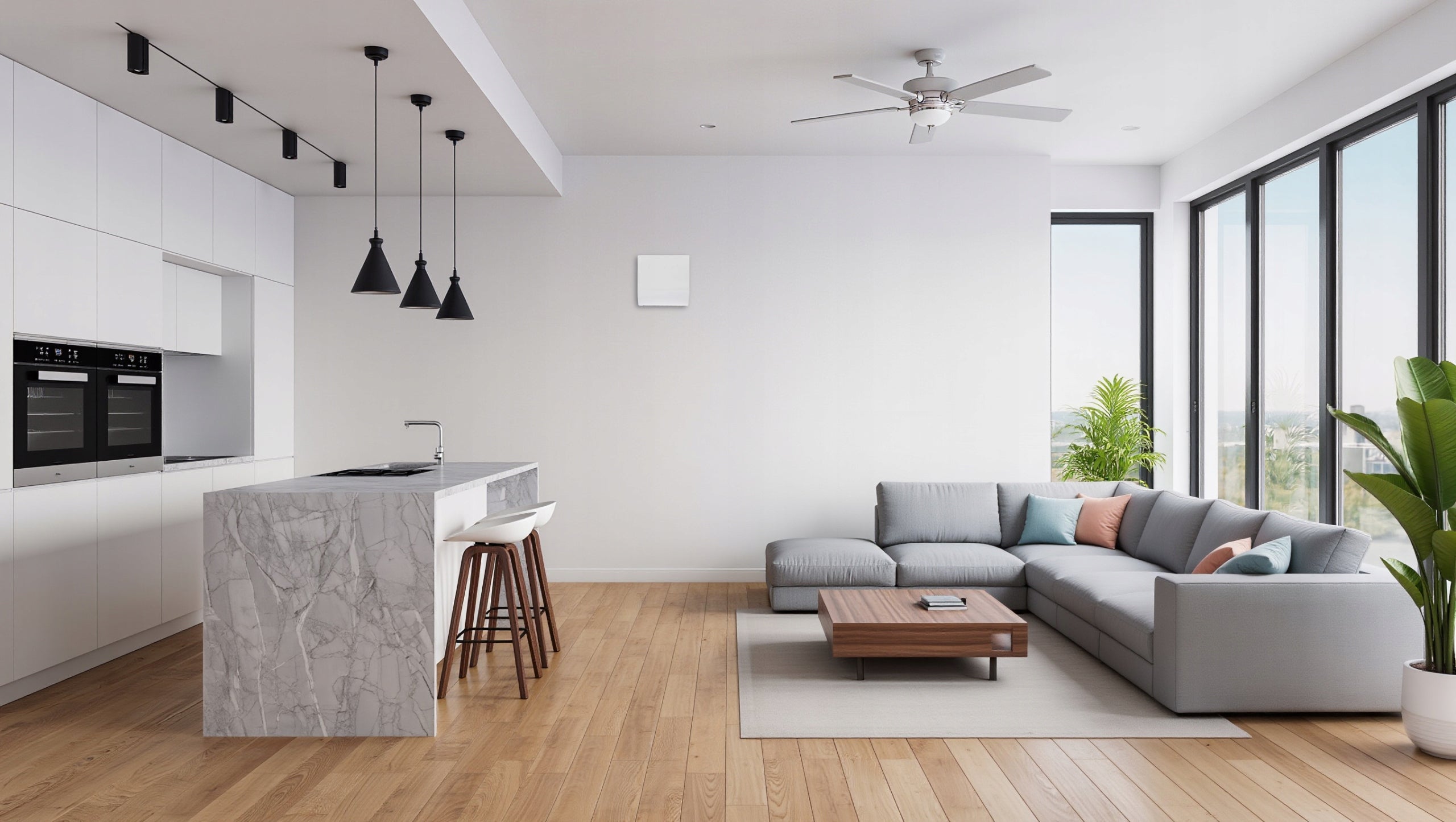 Wall recuperator PULSAR 100 quiet, efficient,100 mm, remote control,moisture sensor Range of energy efficiency classes A+ - G