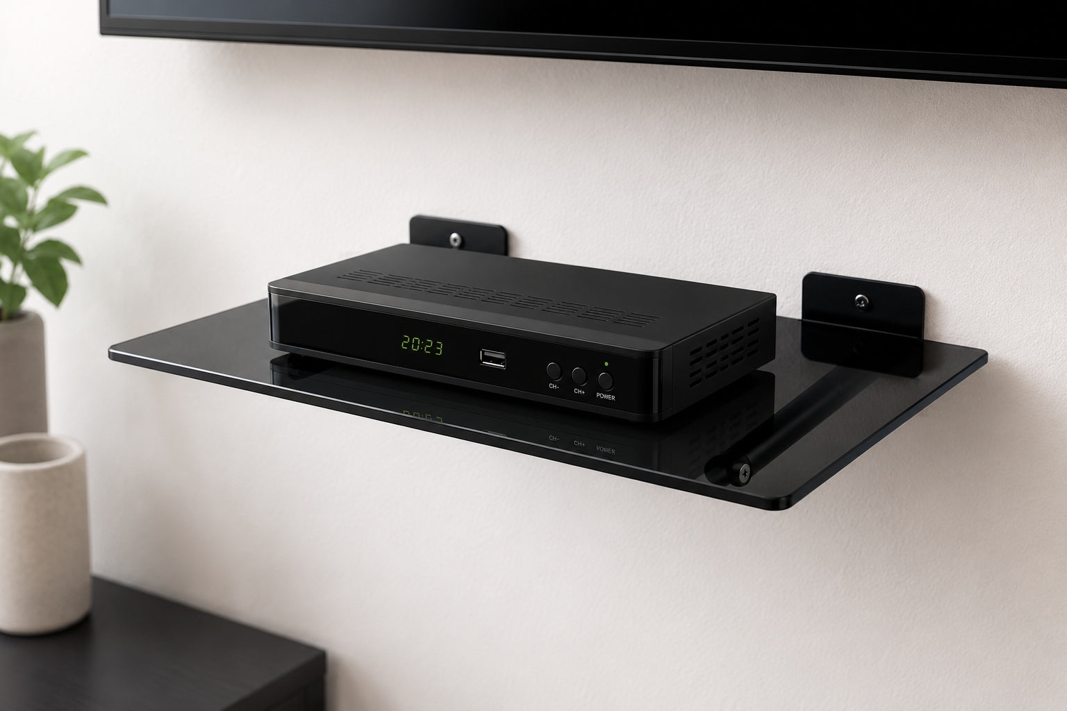 Wall shelf RTV glass for decoder DVD console recorder 10 kg 20x28cm Brand RETOO