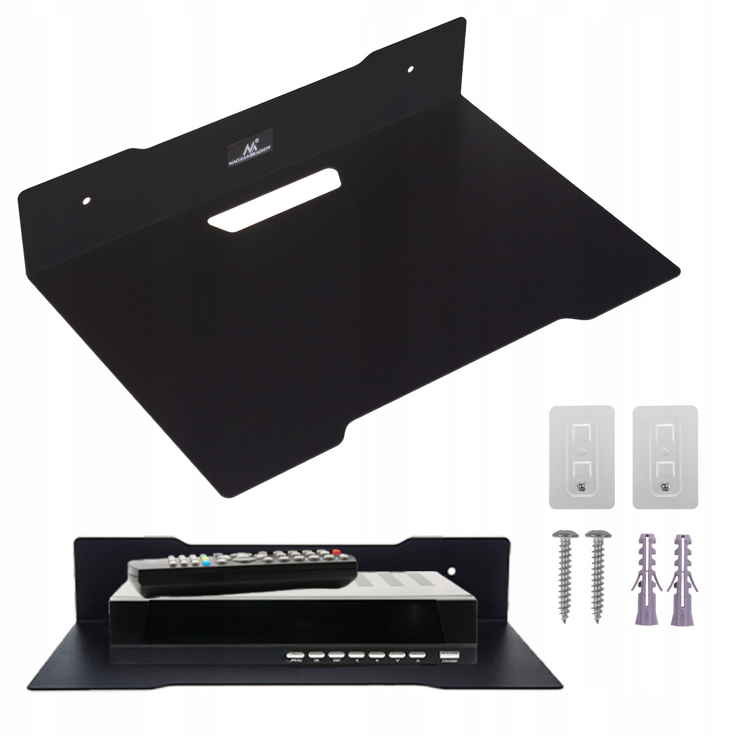 Wall shelf for decoder Maclean, single, max. 5kg, steel, MC-122
