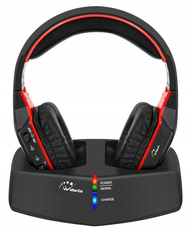 WallarGe Wireless TV Headphones with 33m Range Charging Station