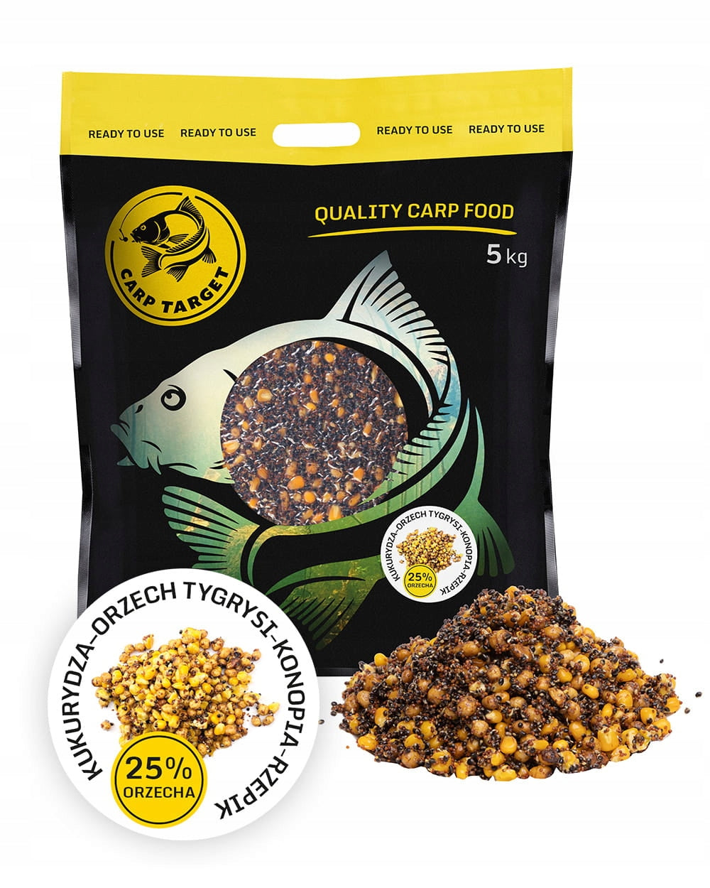 Walnut Tigers Hemp Rapeseed Corn MIX Grains Fishing Bait 5 kg