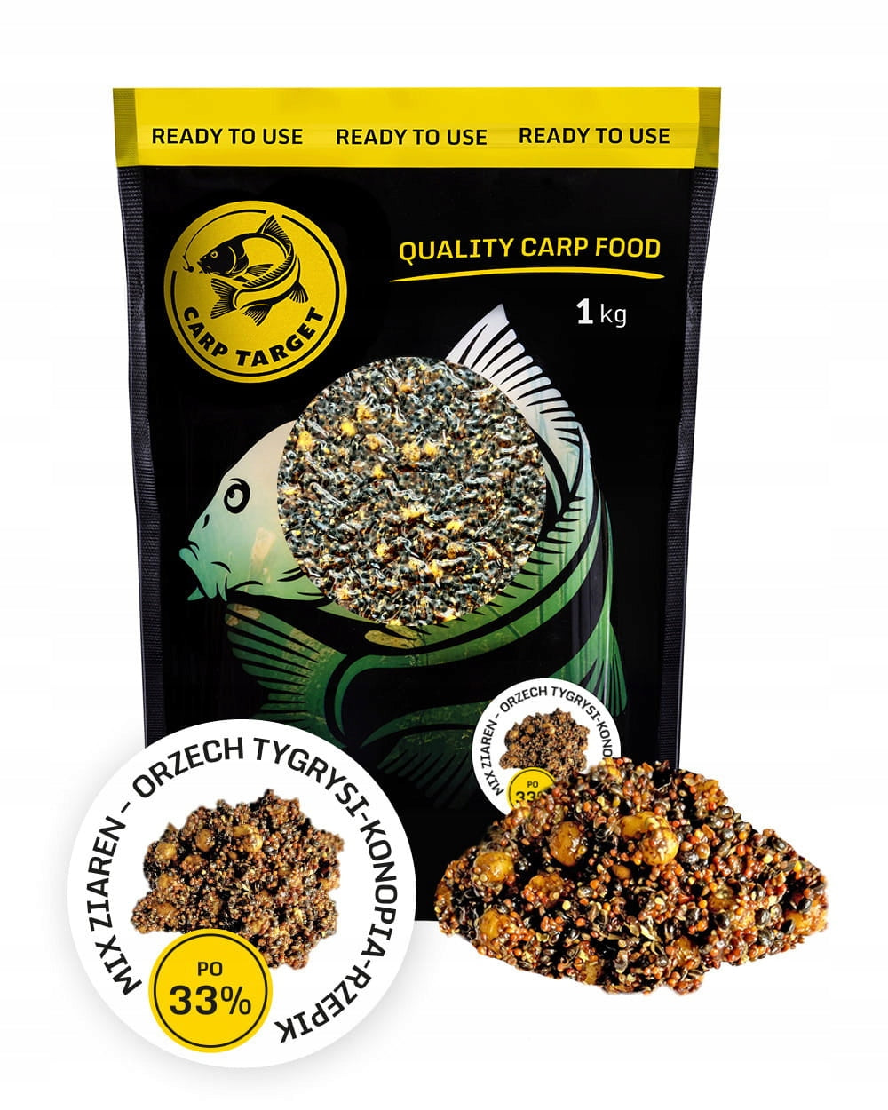 Walnut Tigers Hemp Rapeseed Ready Bait 1 kg MIX Grains Carp Target