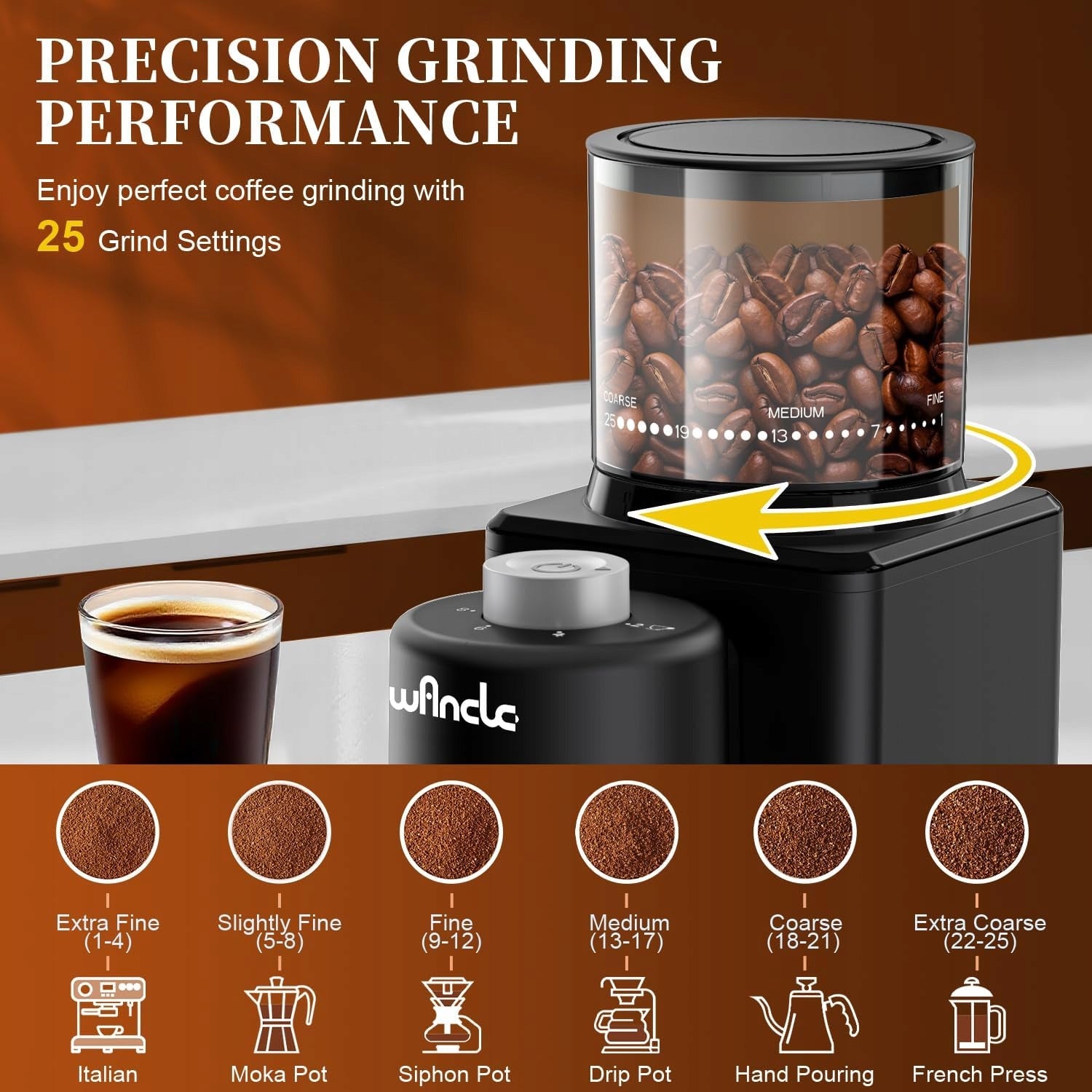 Wancle CBG-9000 ELECTRIC COFFEE GRINDER with 200W conical mechanism Manufacturer code CBG-9000