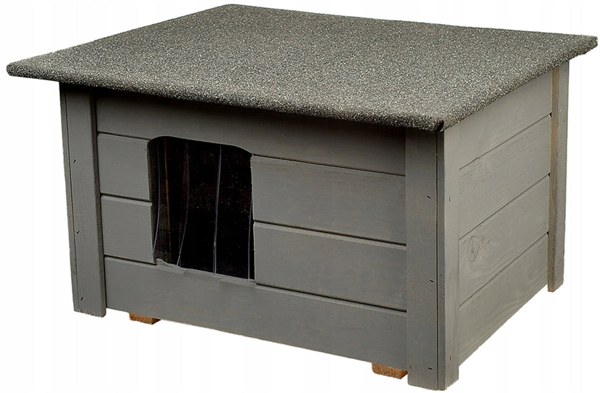 Warmed Wooden Dog Booth for Cat Dog Fully Folded Grey