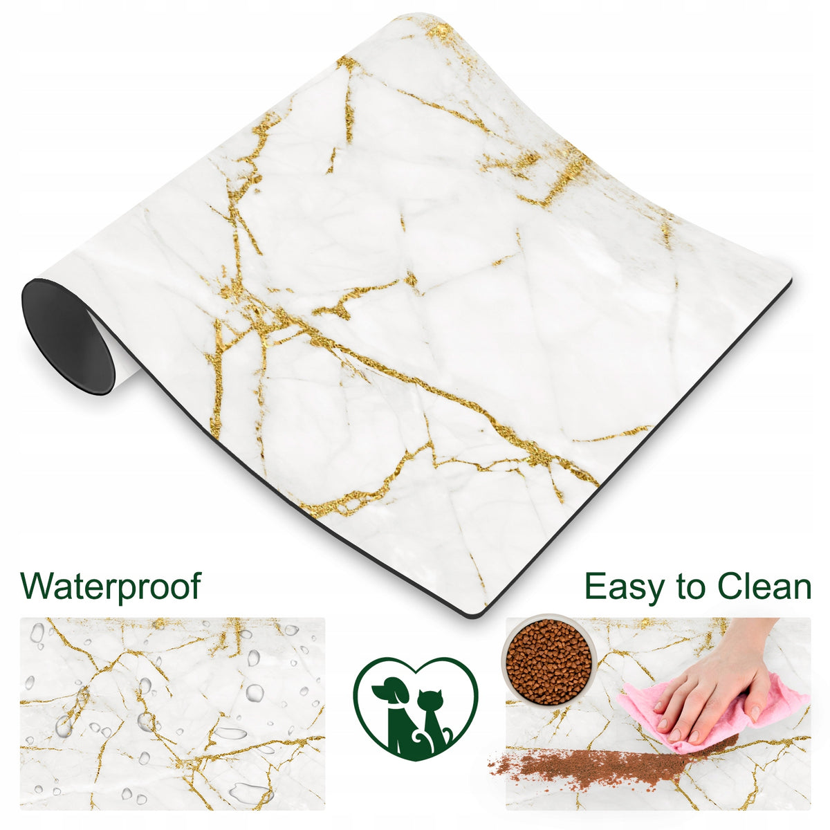 Washer cat dog bowl mat non-slip GOLD MARBLE 70x50 cm Brand no brand