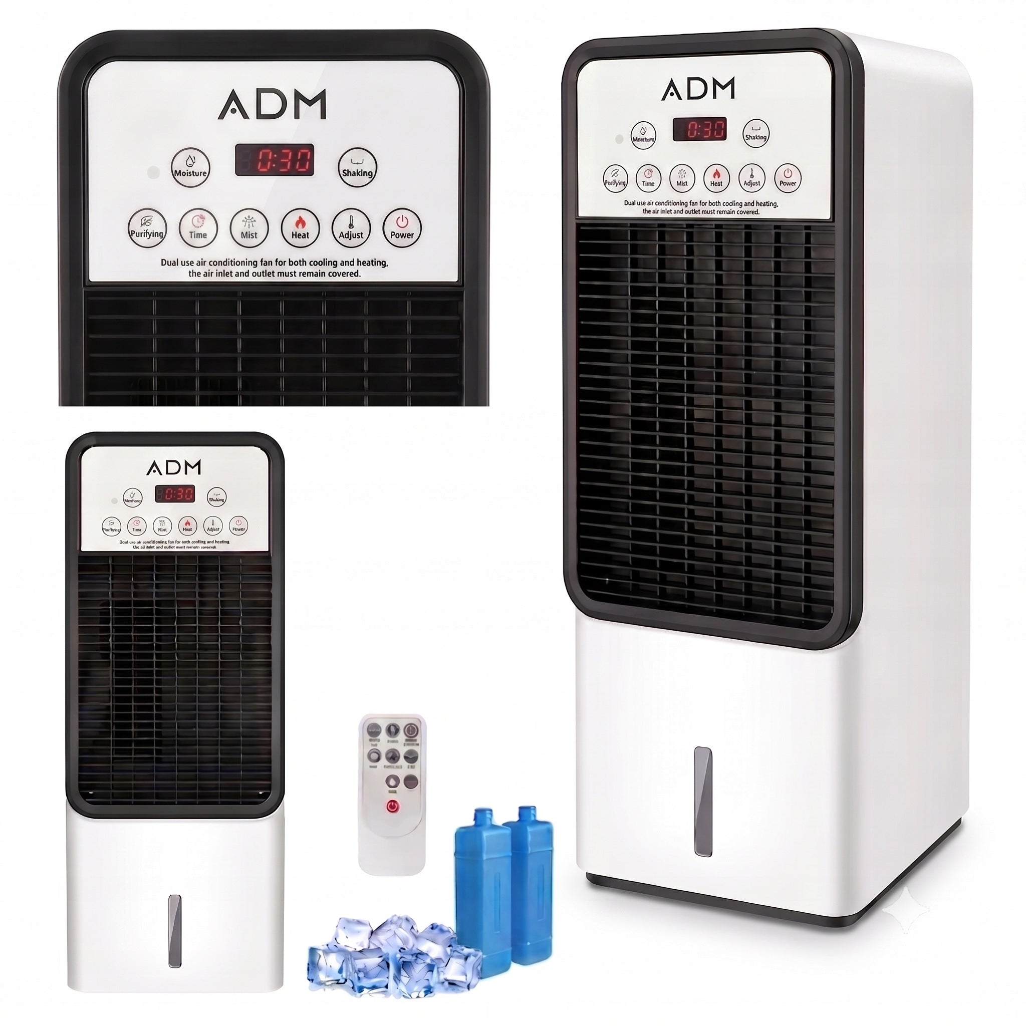 Water Air Conditioner Portable Humidifier Purifier + Heating 4in1