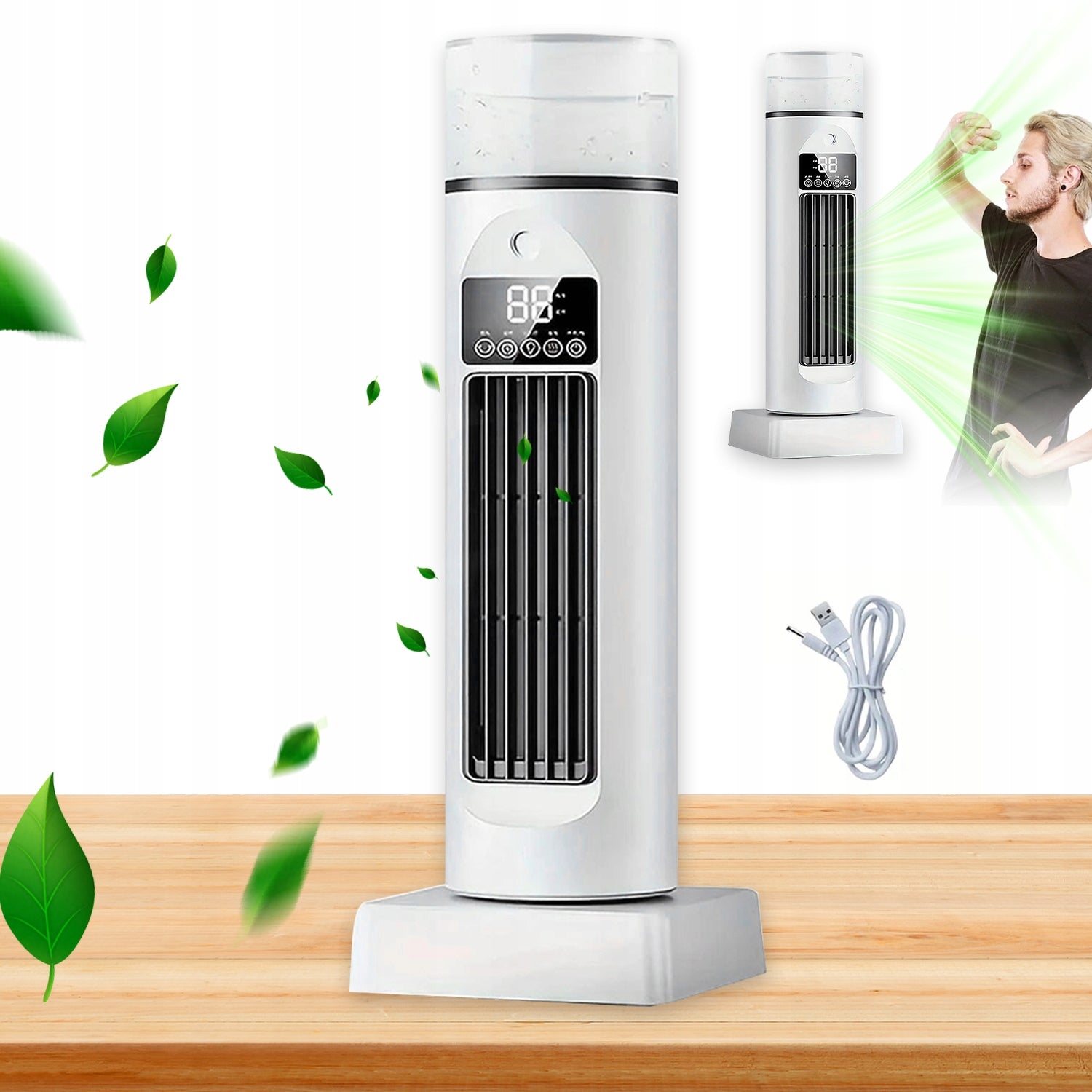Water Air Conditioner Portable Quiet Fan + Ionization Humidifier