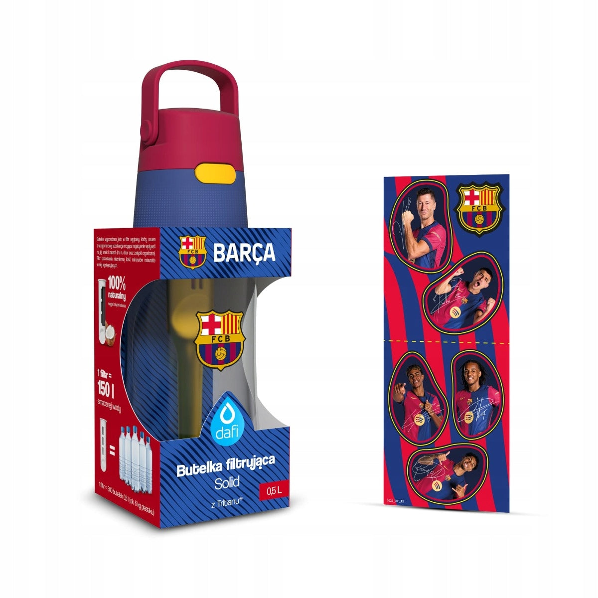 Water Bottle Filtering Dafi SOLID FC Barcelona 0,5l Barca Colour with Tube Packaging status original