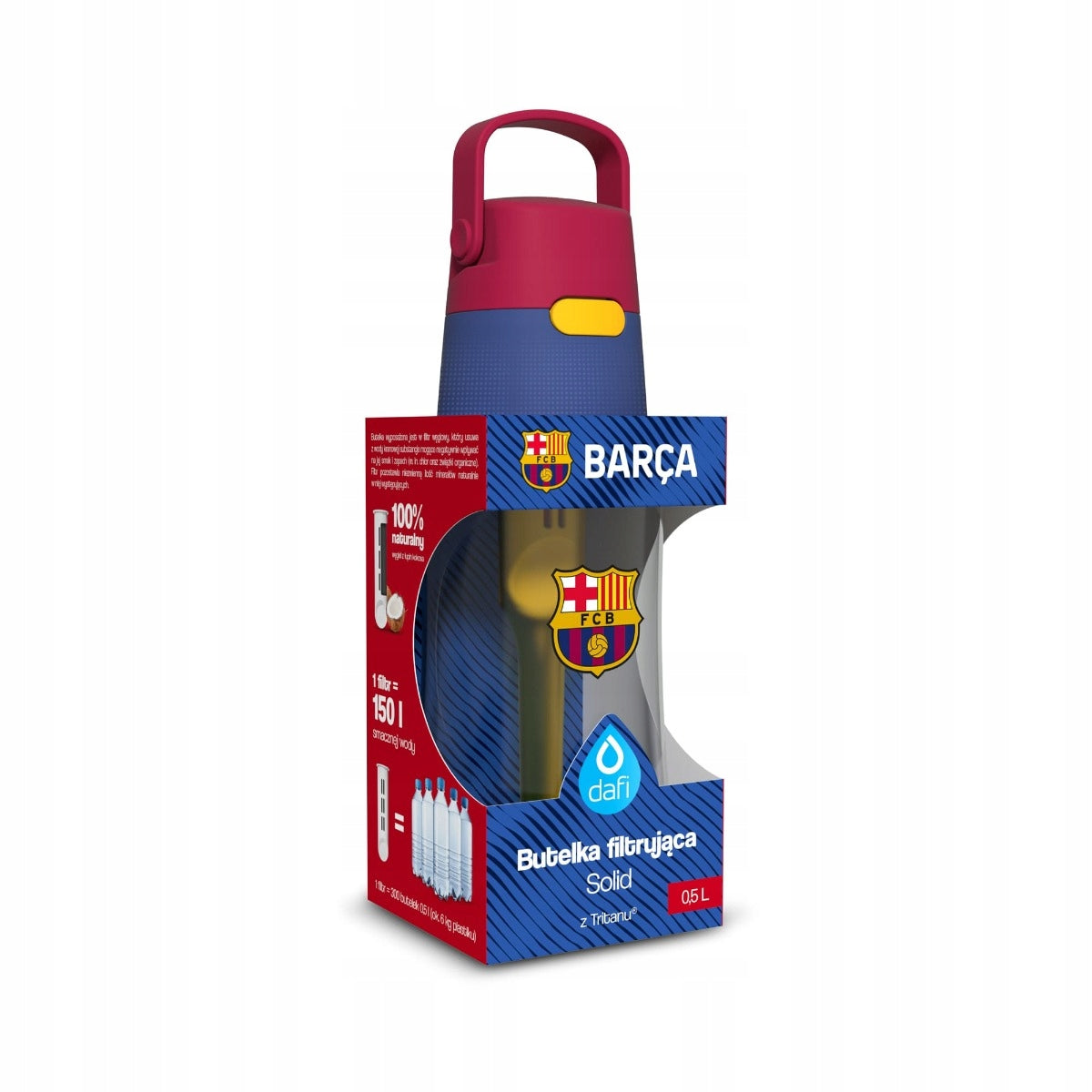 Water Bottle Filtering Dafi SOLID FC Barcelona 0,5l Barca Colour with Tube
