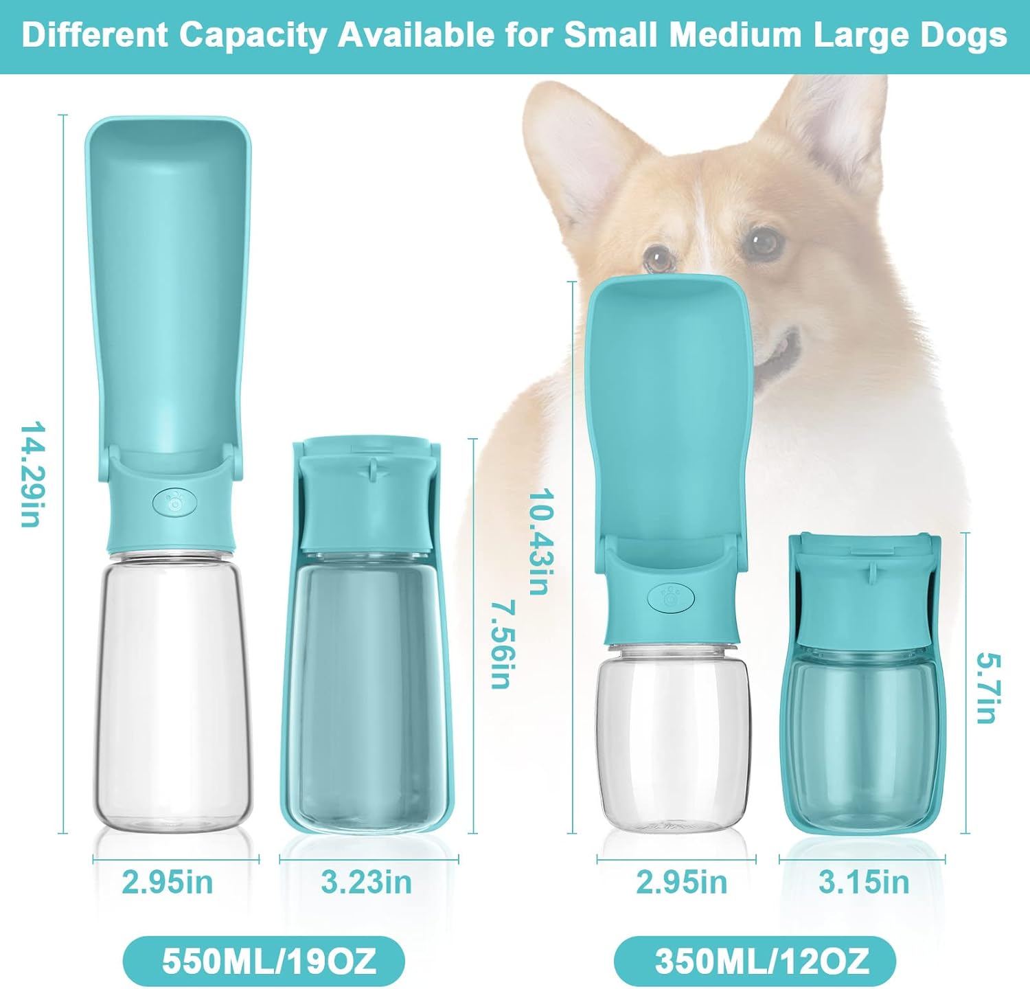 Water Bottle for Dog Water Bottle with Bowl Tourist Drinker Folding 550ml Brand Zgeer
