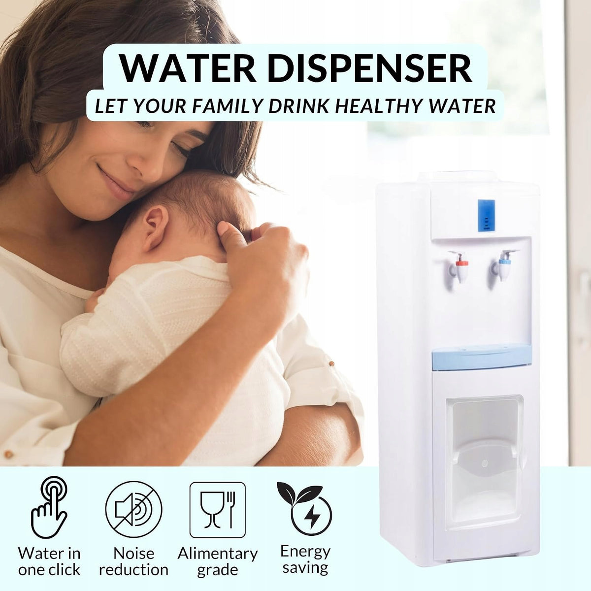 Water Dispenser Standing Electric Warm Cold White 80cm Packaging status original