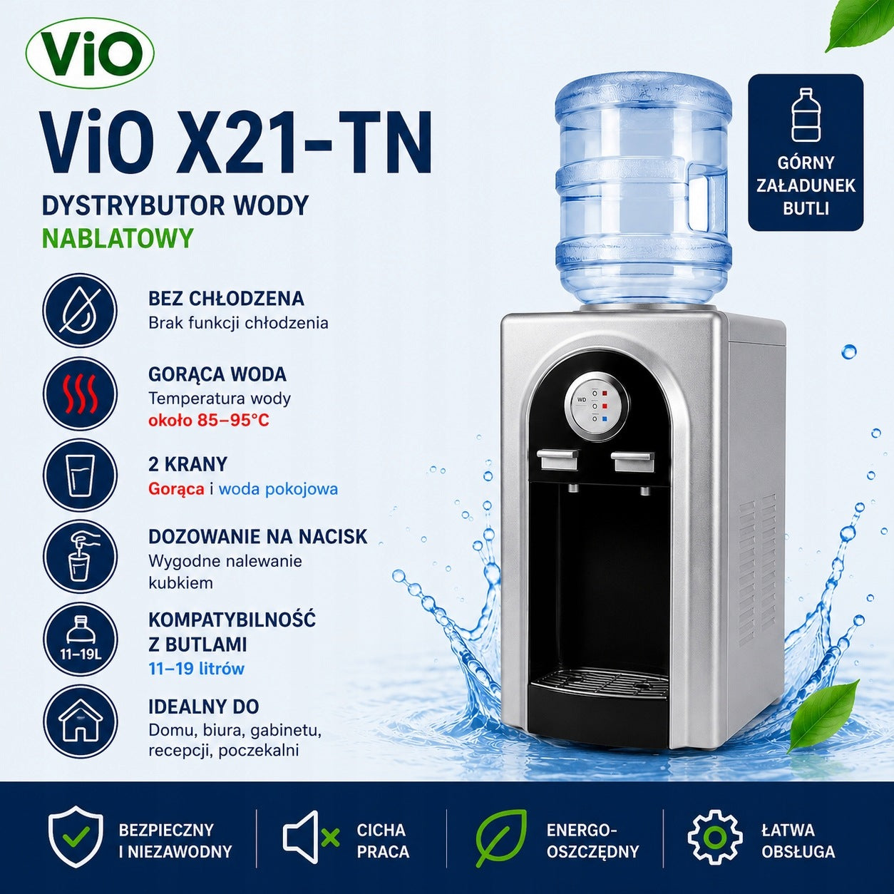 Water Distributor ViO X21-TN Silver-Black Countertop Without Cooling for Home Manufacturer code ViO-X21-TN