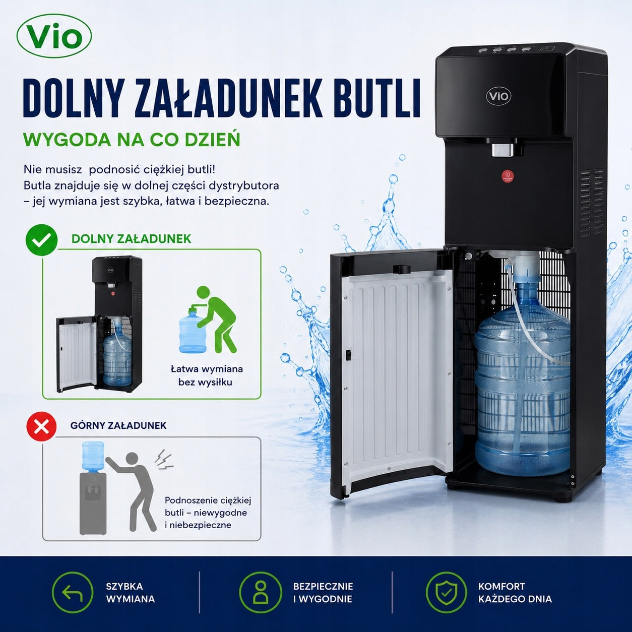 Water Distributor ViO X44-FCB Black For Cylinder Cold Hot Water For Office Brand ViO