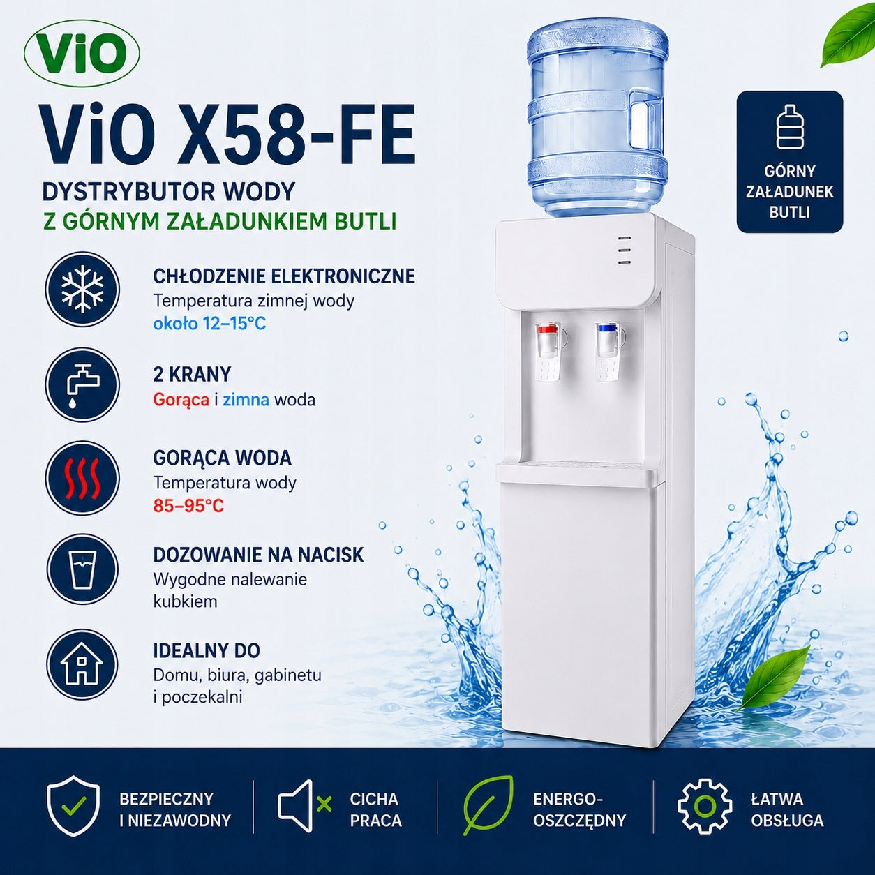 Water Distributor ViO X58-FE White For Cylinders Electronic Cooling Brand ViO