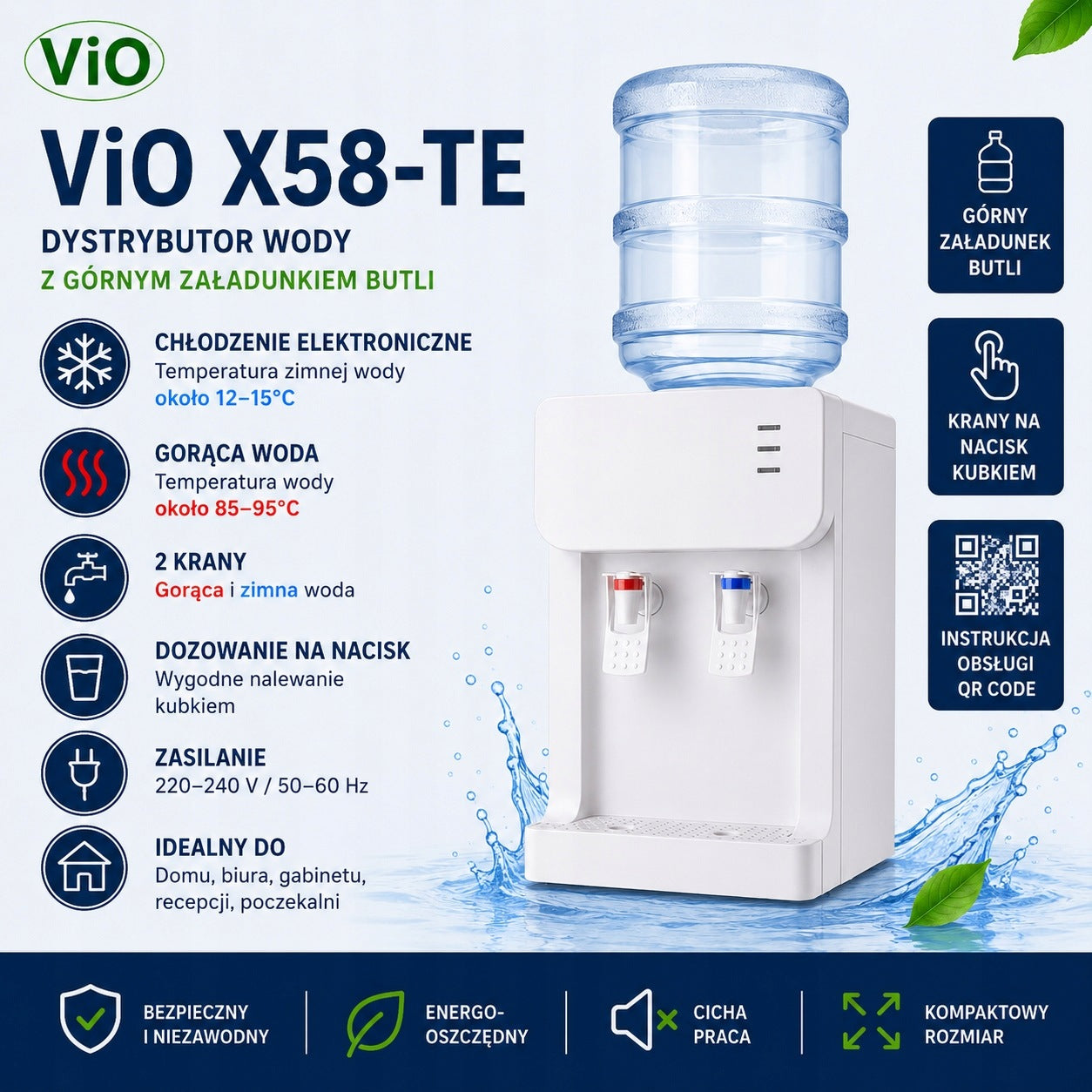 Water Distributor ViO X58-TE White Countertop Electronic Cooling Manufacturer code ViO-X58-TE-WHT