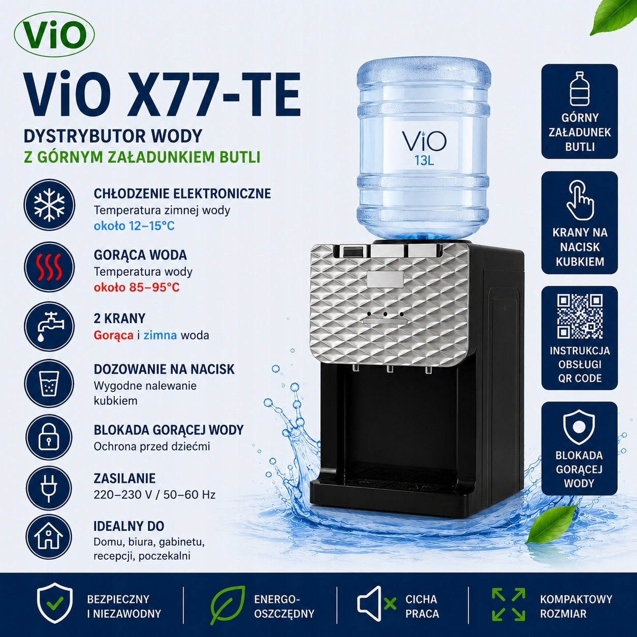 Water Distributor ViO X77-TE Black Countertop Electronic Cooling Manufacturer code ViO-X77-TE-BLC