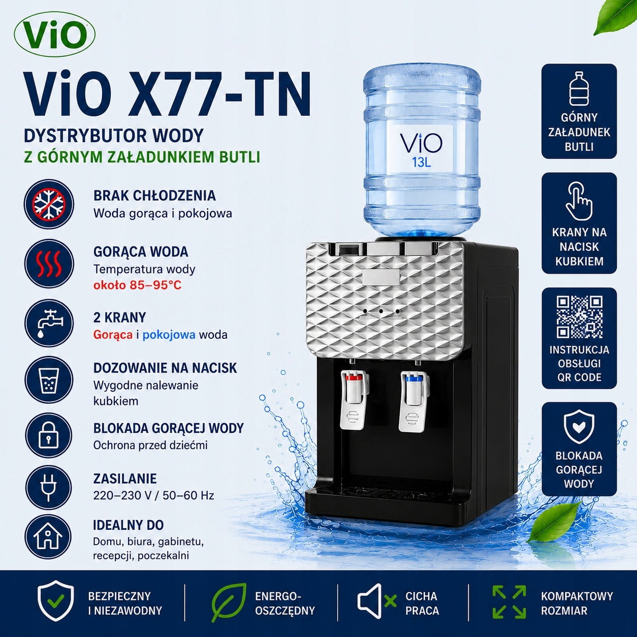 Water Distributor ViO X77-TN Black Countertop No Cooling for Office Manufacturer code ViO-X77-TN-BLC