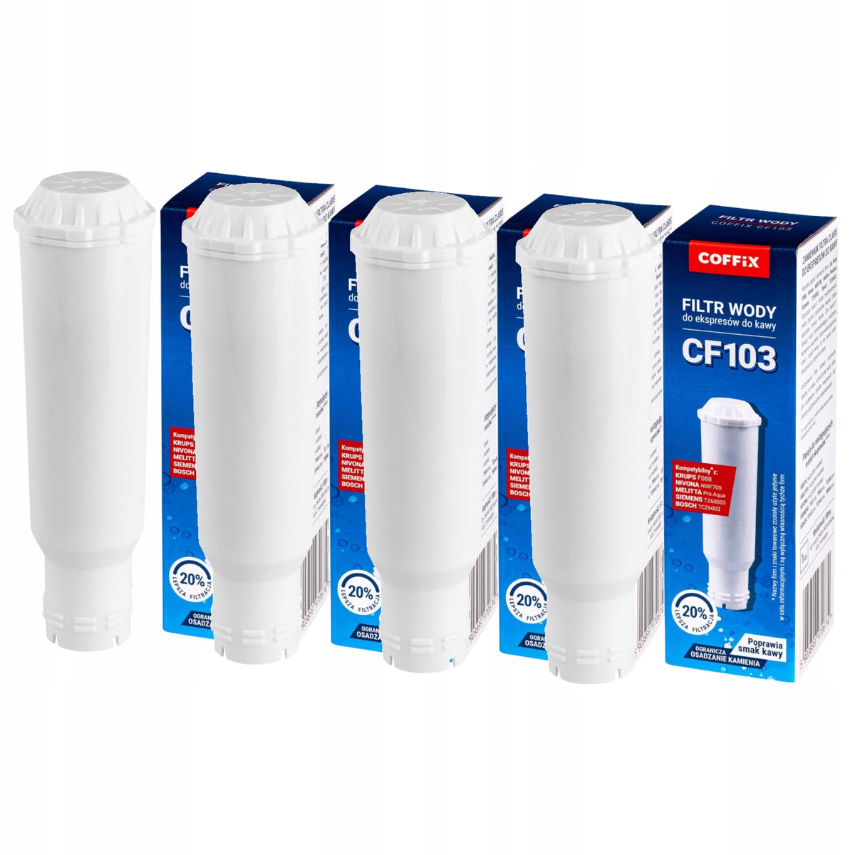 Water Filters For Melitta Nivona Krups Bosch 4 Pieces CF103 Coffix