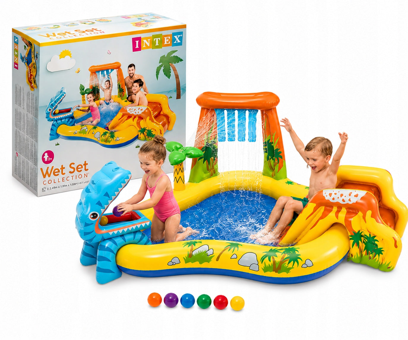 Water Playground INTEX 57444 Swimming Pool Dinosaurs Slide Fountain 249x191cm