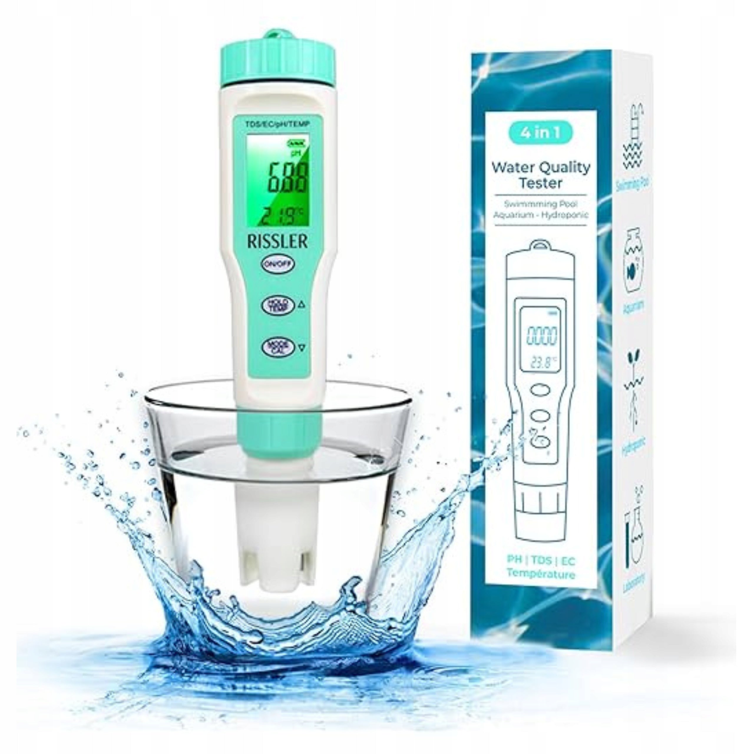 Water Tester PH 4in1 TDS EC Temp Pool Aquarium Precision Rissler Meter